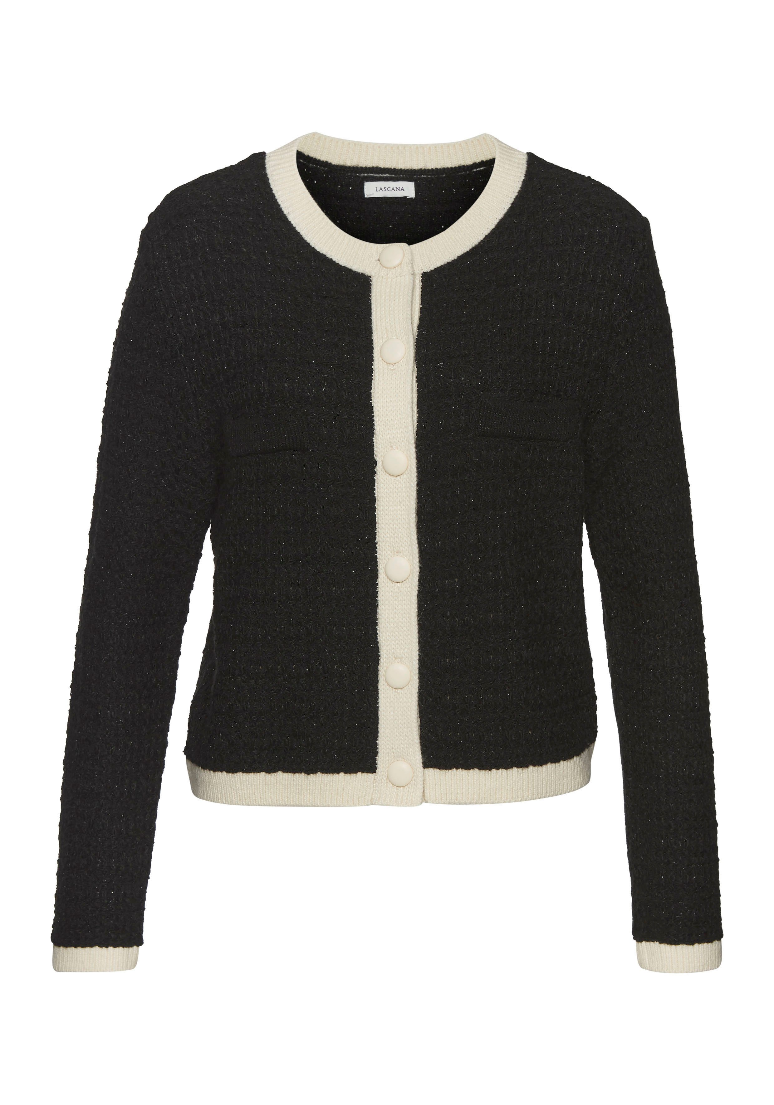 Lascana Vest met subtiele lurexdraad contrastboorden casual-chic elegant