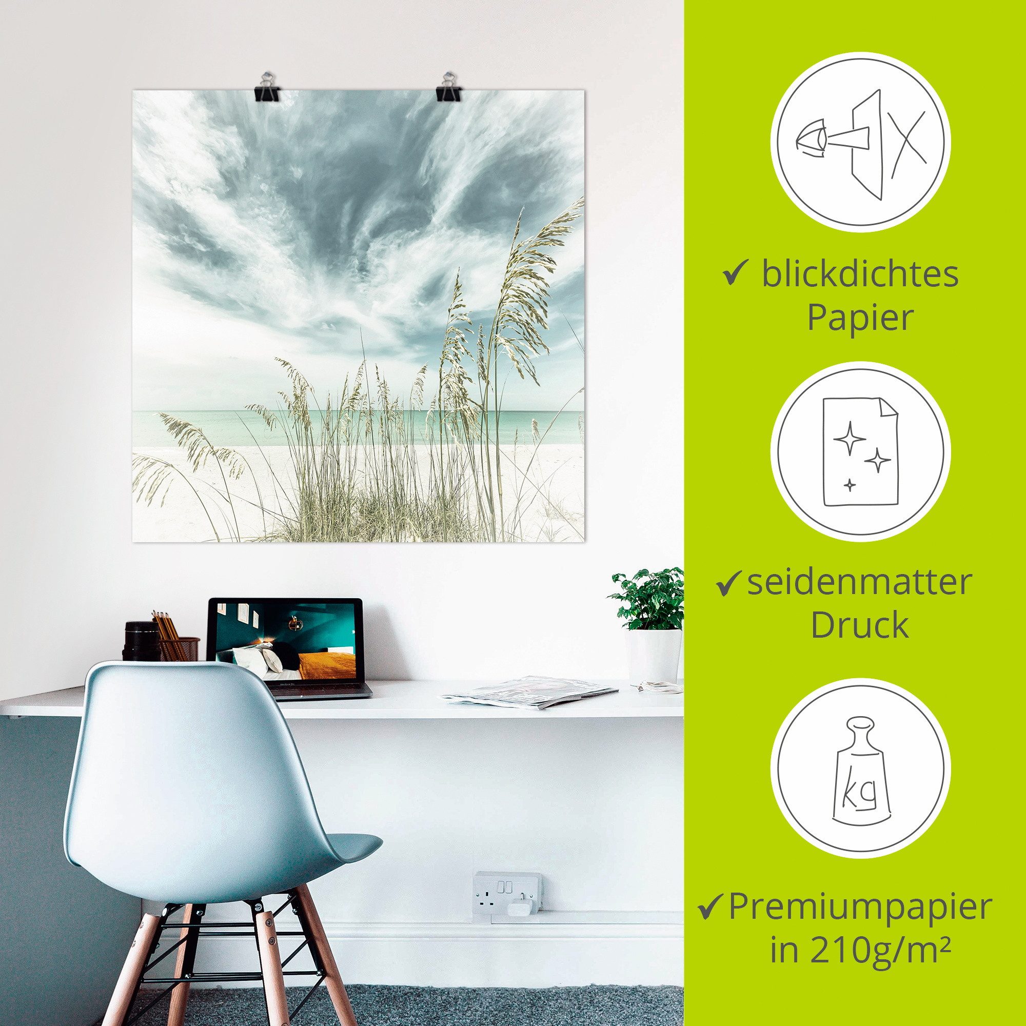 Artland Artprint Alleen aan het strand als artprint op linnen, poster in verschillende formaten maten