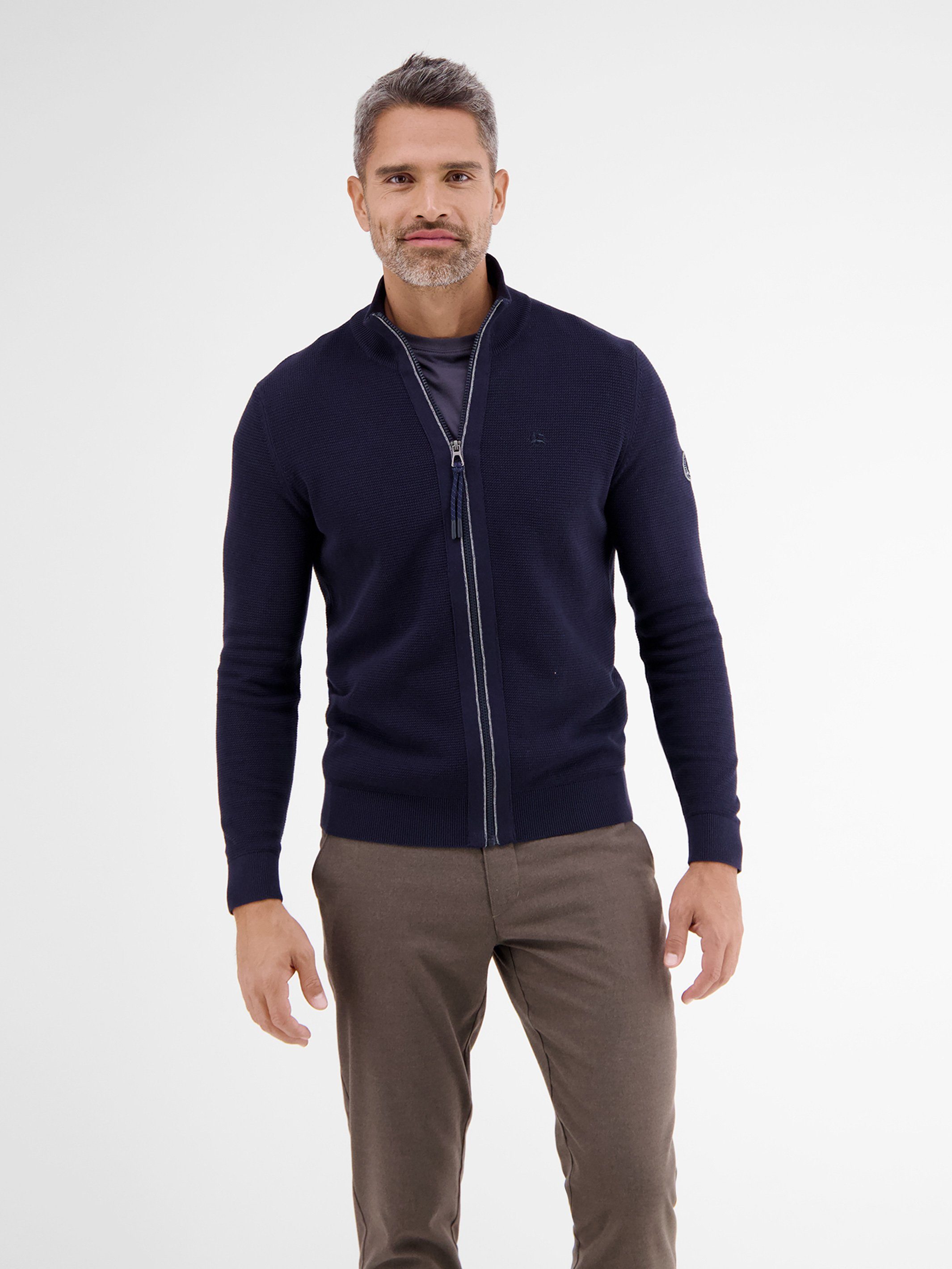 Lerros Vest LERROS sportieve brei jack in structuurlook heren vesten maat XXL blauw