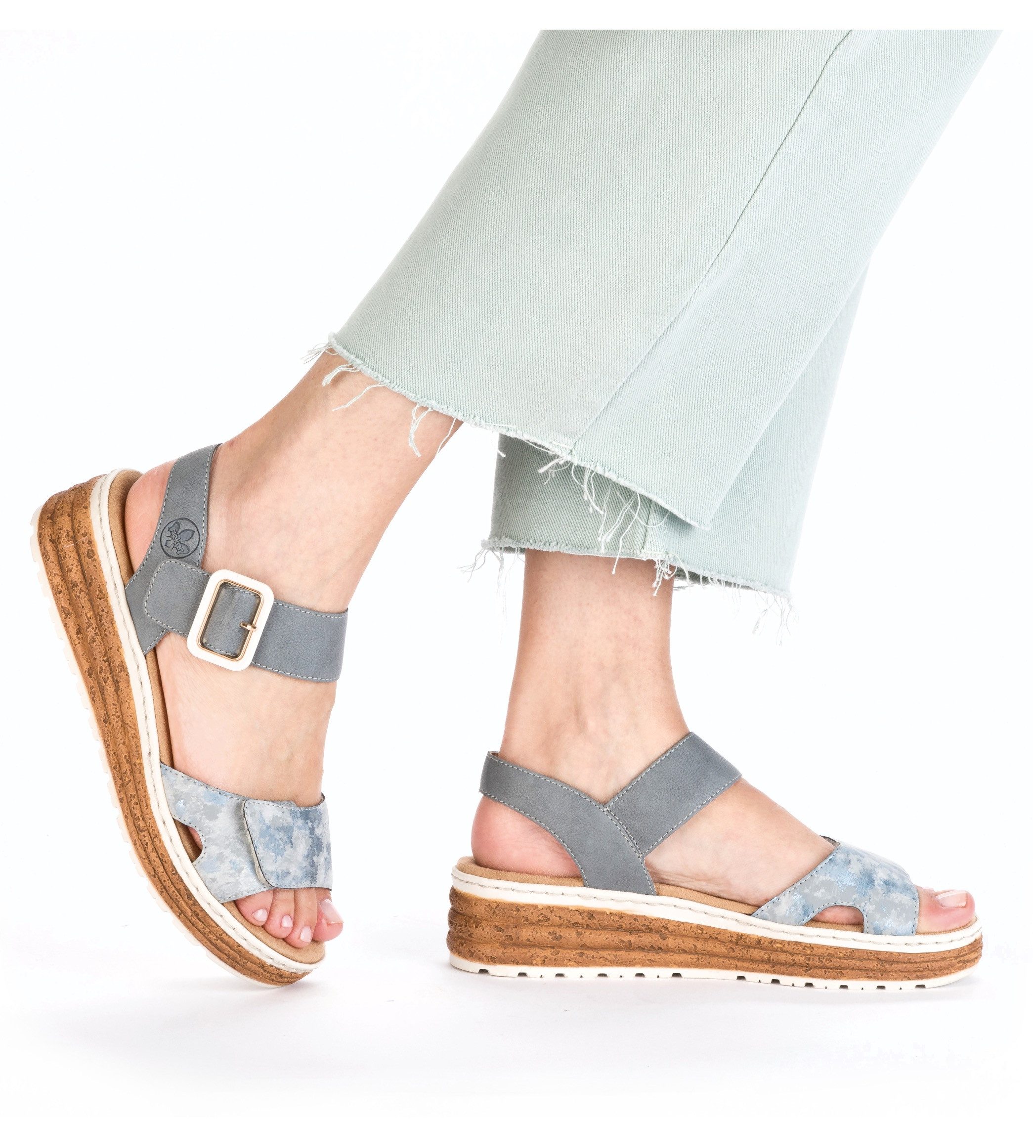 Rieker Plateausandalen Sandalette, zomerschoen, sleehaksandaal met praktische klittenbandsluitingen