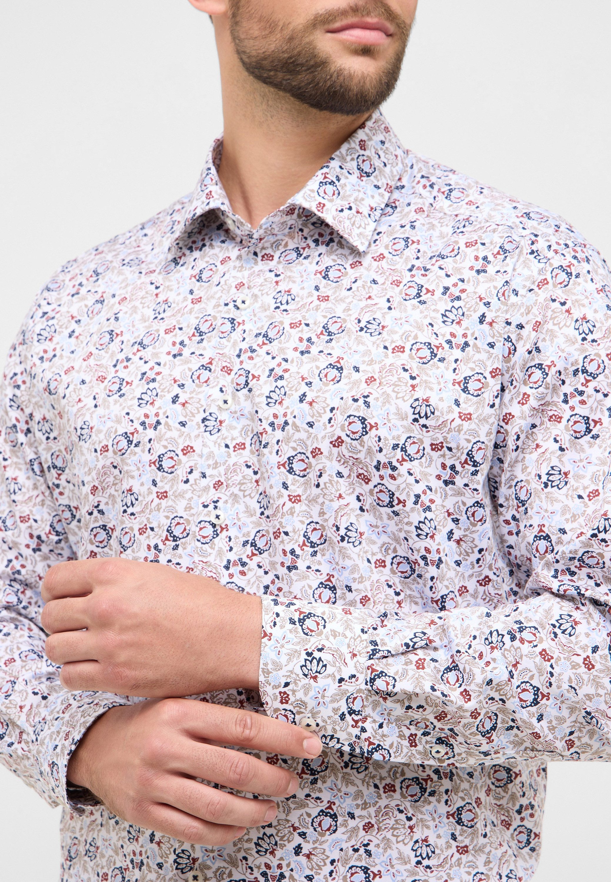 Eterna Overhemd met lange mouwen Comfort fit NON IRON (strijkvrij)