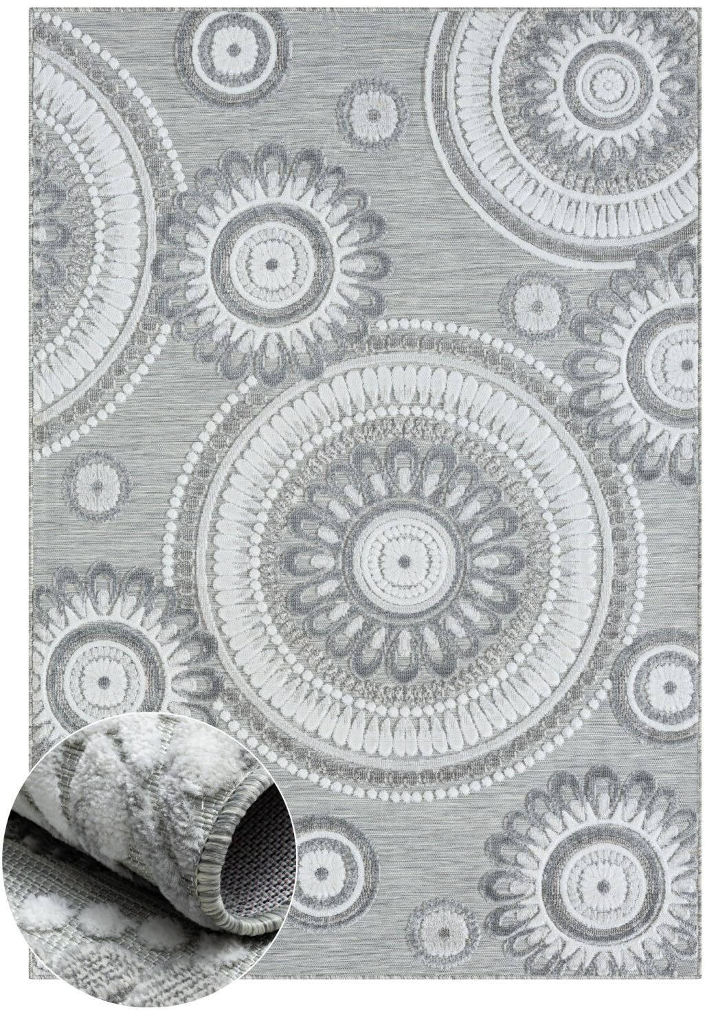 Myflair Möbel & Accessoires Vloerkleed Loop, MAGAZIJNOPRUIMING! modern ontwerp, hoog-laag effect, geschikt voor buiten, balkon, terras