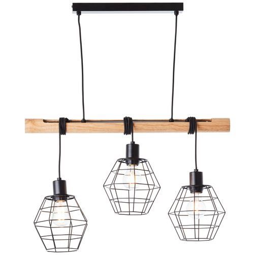 Brilliant Leuchten Hanglamp OTTAWA Hanglamp 3-vlamig hout licht/zwart (1 stuk)