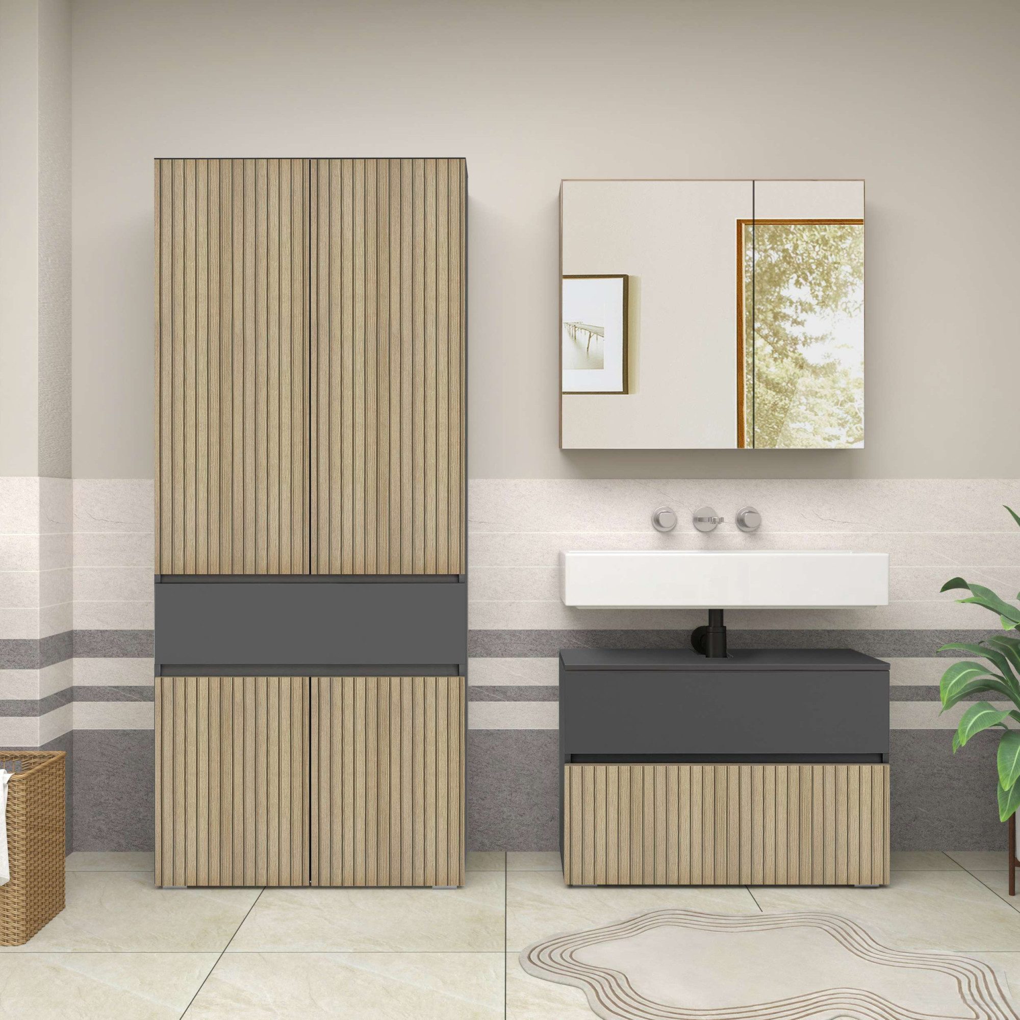 Home affaire Hoge kast Wisla met 4 deuren & 1 lade, breedte 76 cm, hoogte 180 cm