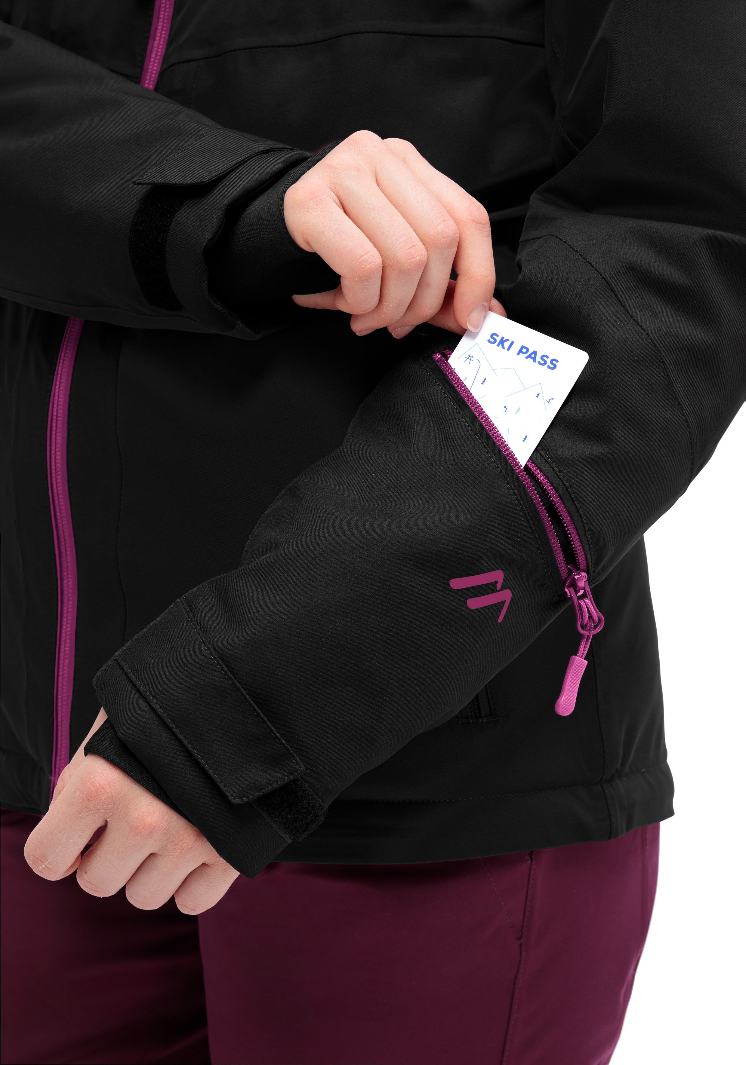 Maier Sports Ski-jack Ina Dames winterjack waterdicht 5 ritszakken en capuchon regular fit
