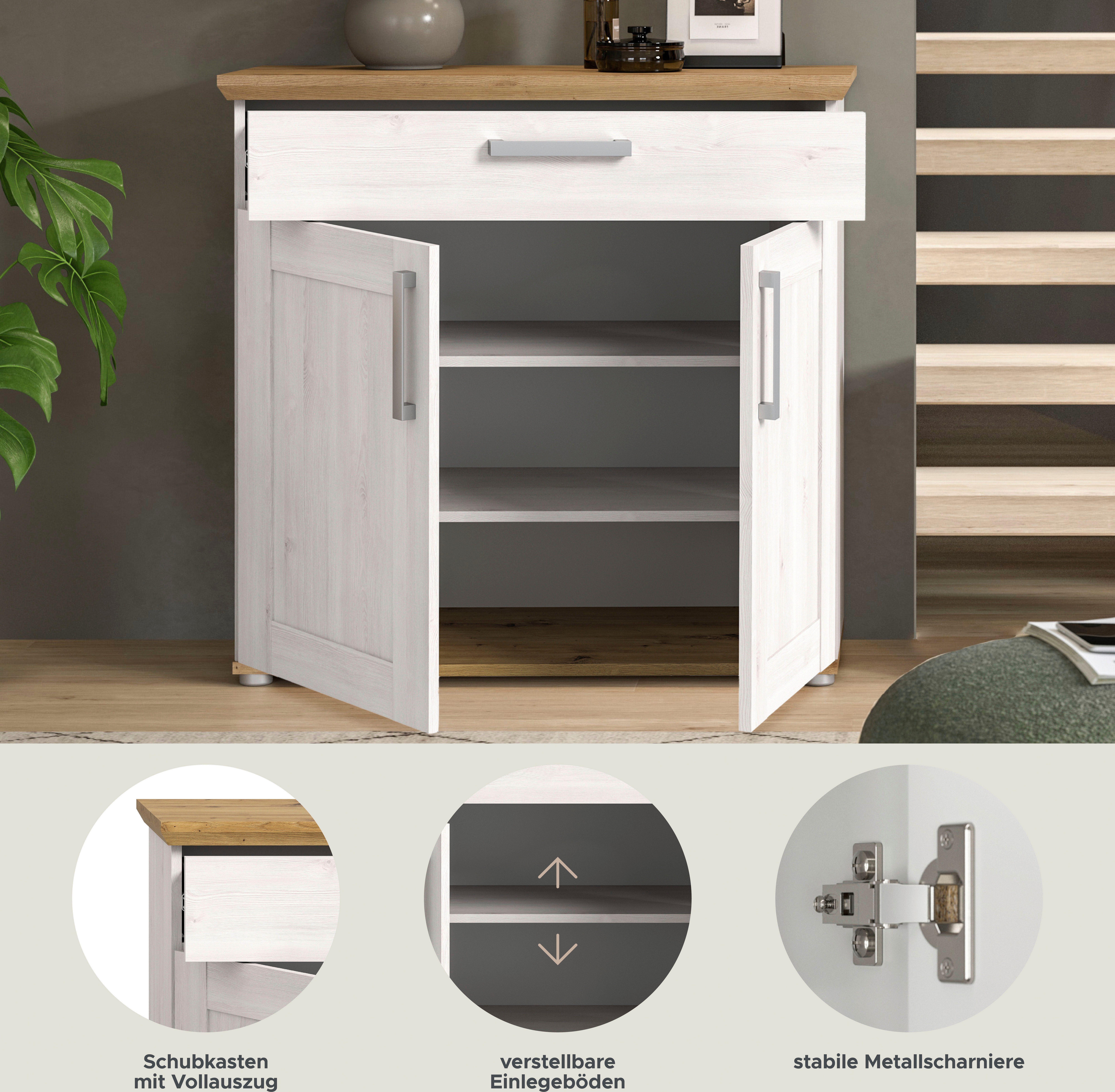 Home affaire Schoenenkast Cosenza, Breedte 95 cm, 2 Deuren, 2 Planken, 1 Lade, 2-kleurig