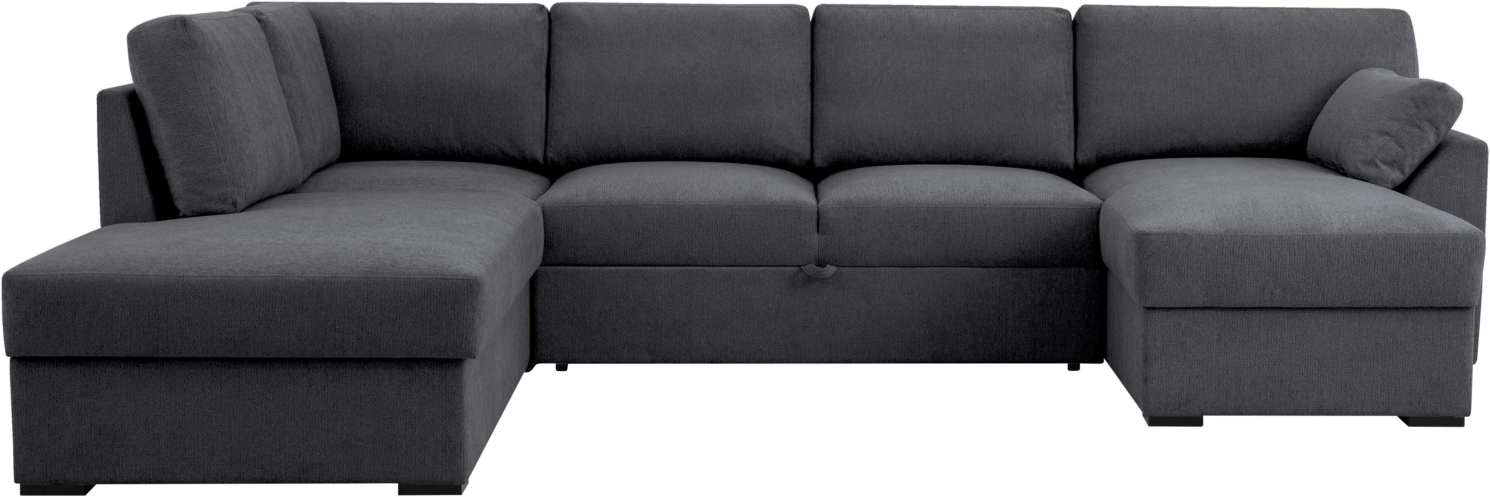 Home affaire Zithoek Citry Breedte 309 cm, chenille, bedfunctie, bedlade, U-vorm