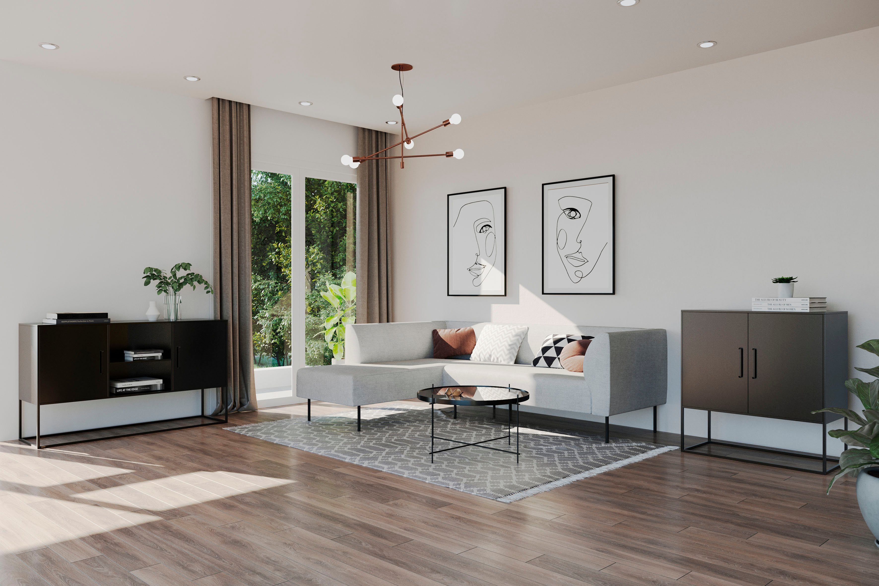 Homexperts Kast Rich designachtige kast met metalen deuren