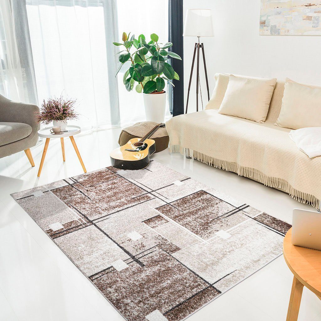 my home Vloerkleed Deblin zachte pool, kortpolig, ruitontwerp, modern, geometrisch patroon