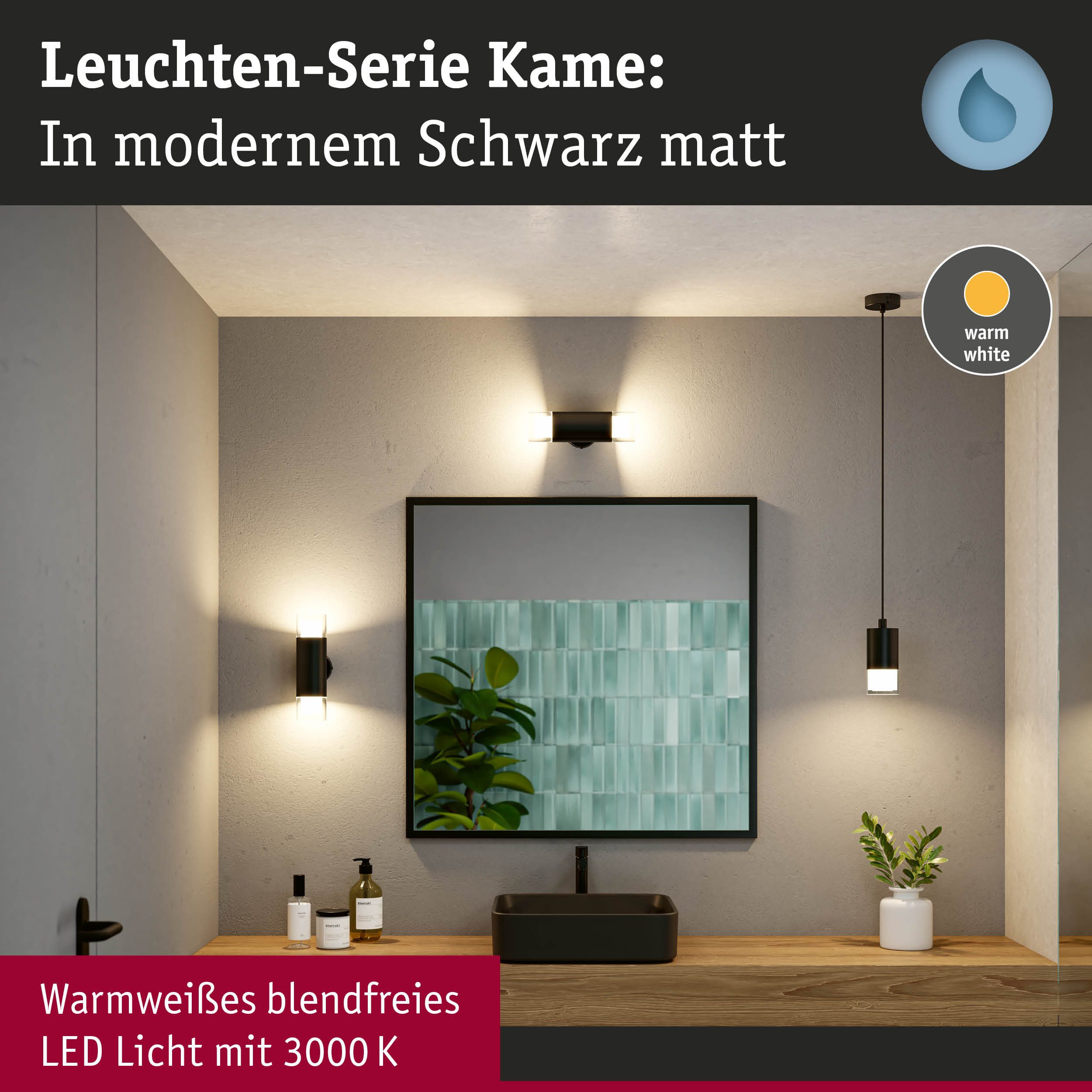 Paulmann Wandlamp Selection badkamer wand-/plafondlamp Kame IP44 signal zwart 2 stuks (1 stuk)