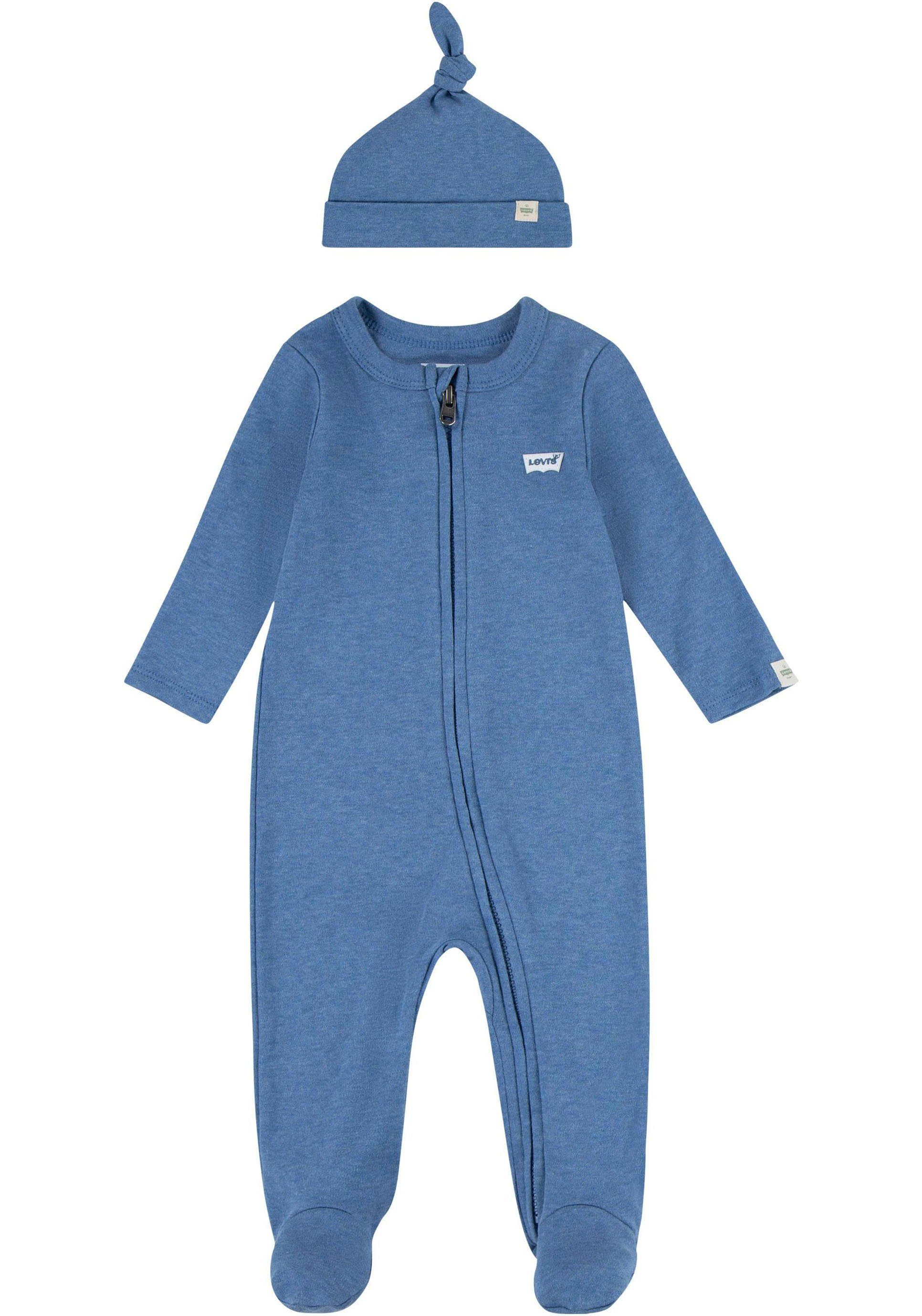 Levi's Kidswear Newborn-cadeauset LVN FOOTED COVERALL & HAT SET (set, 2-delig) kinderen basissets maat 3 (68) blauw