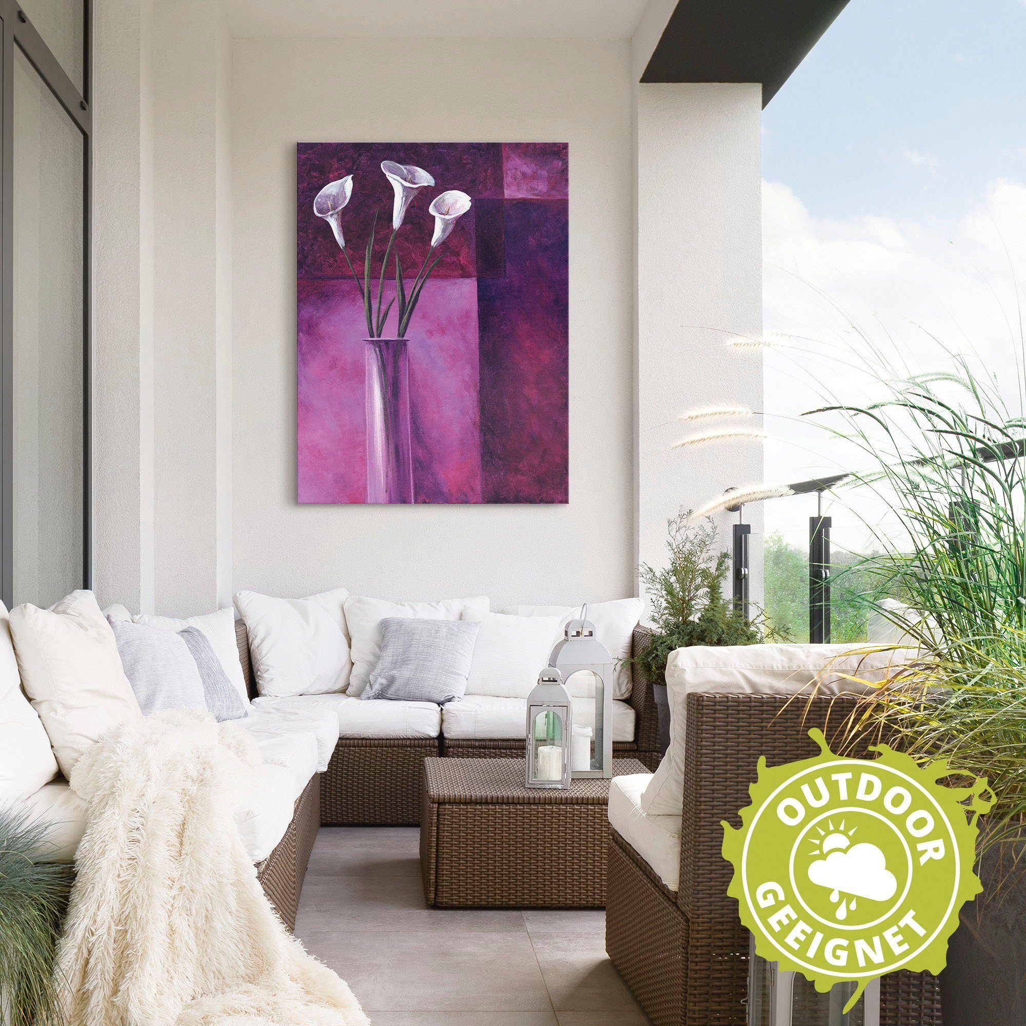 Artland Artprint Callas paars als artprint van aluminium, artprint voor buiten, artprint op linnen in verschillende maten