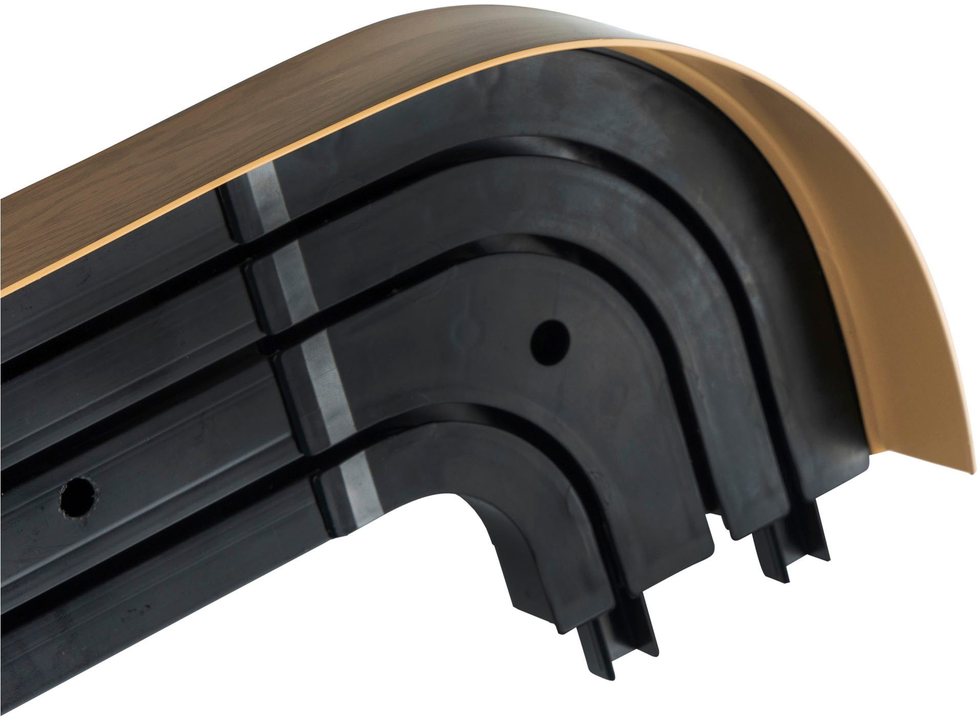 SN DECO GROUP Gordijnrail SH3 Set 3-lijn, incl. ronde bogen, afdekplaat 7,5 cm, voorgeboord, binnenloop (1 stuk)