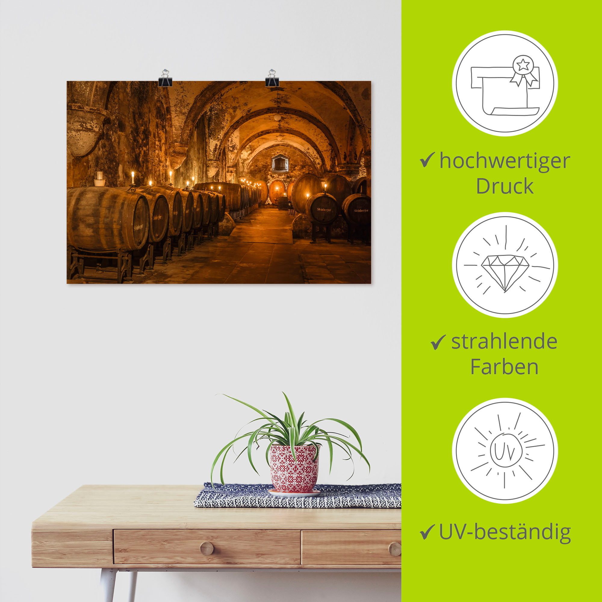 Artland Artprint Historische wijnkelder Eberbach als artprint van aluminium, artprint voor buiten, artprint op linnen, poster in verschillende maten. maten