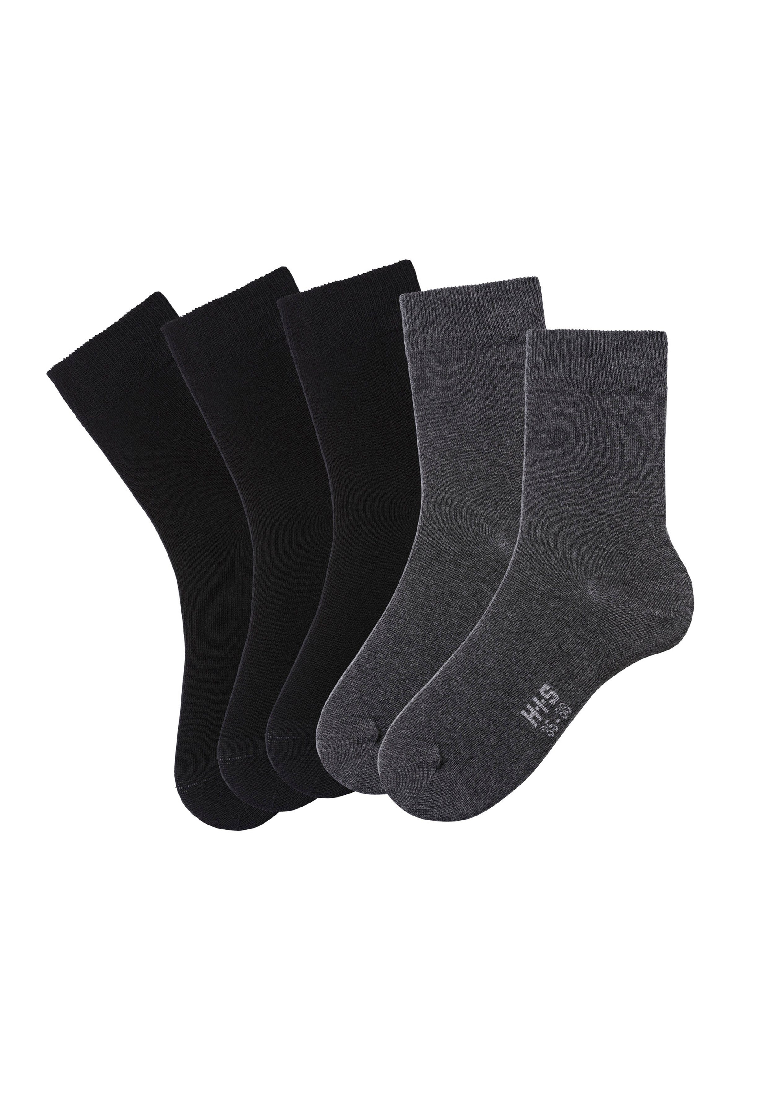 H.I.S Basic sokken met bijzonder zachte boord (set 5 paar)