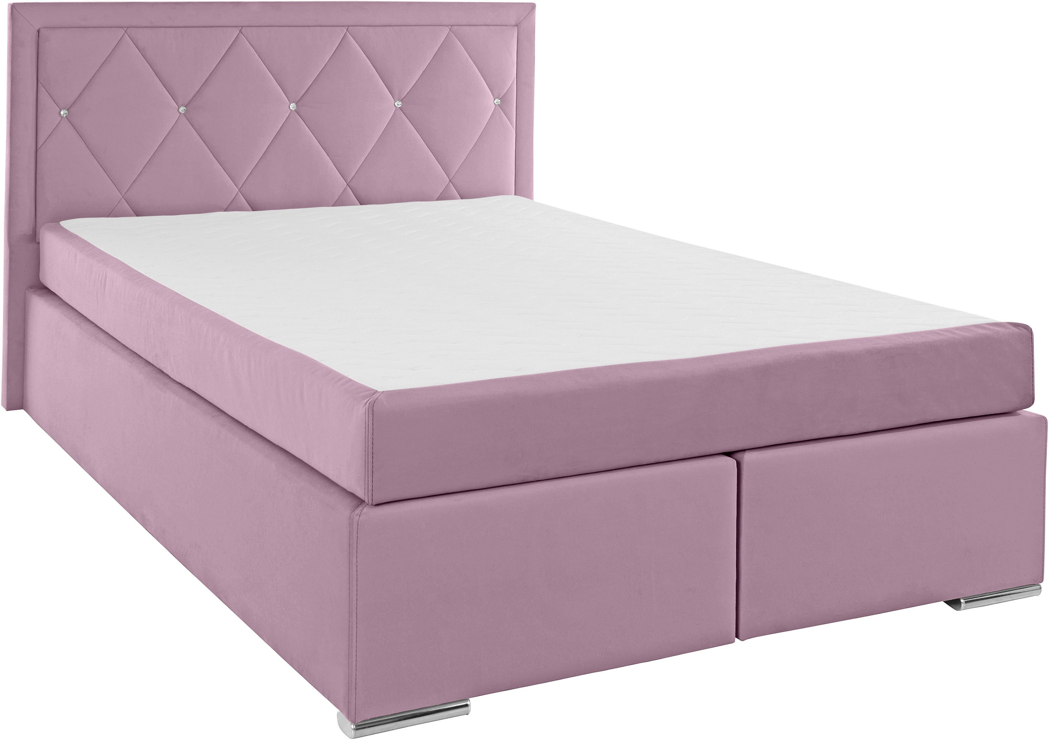 Leonique Boxspring Alfie, bestseller, optioneel met bedlade met strassteentjes in het hoofdbord, h2, h3 en h4 ter keuze