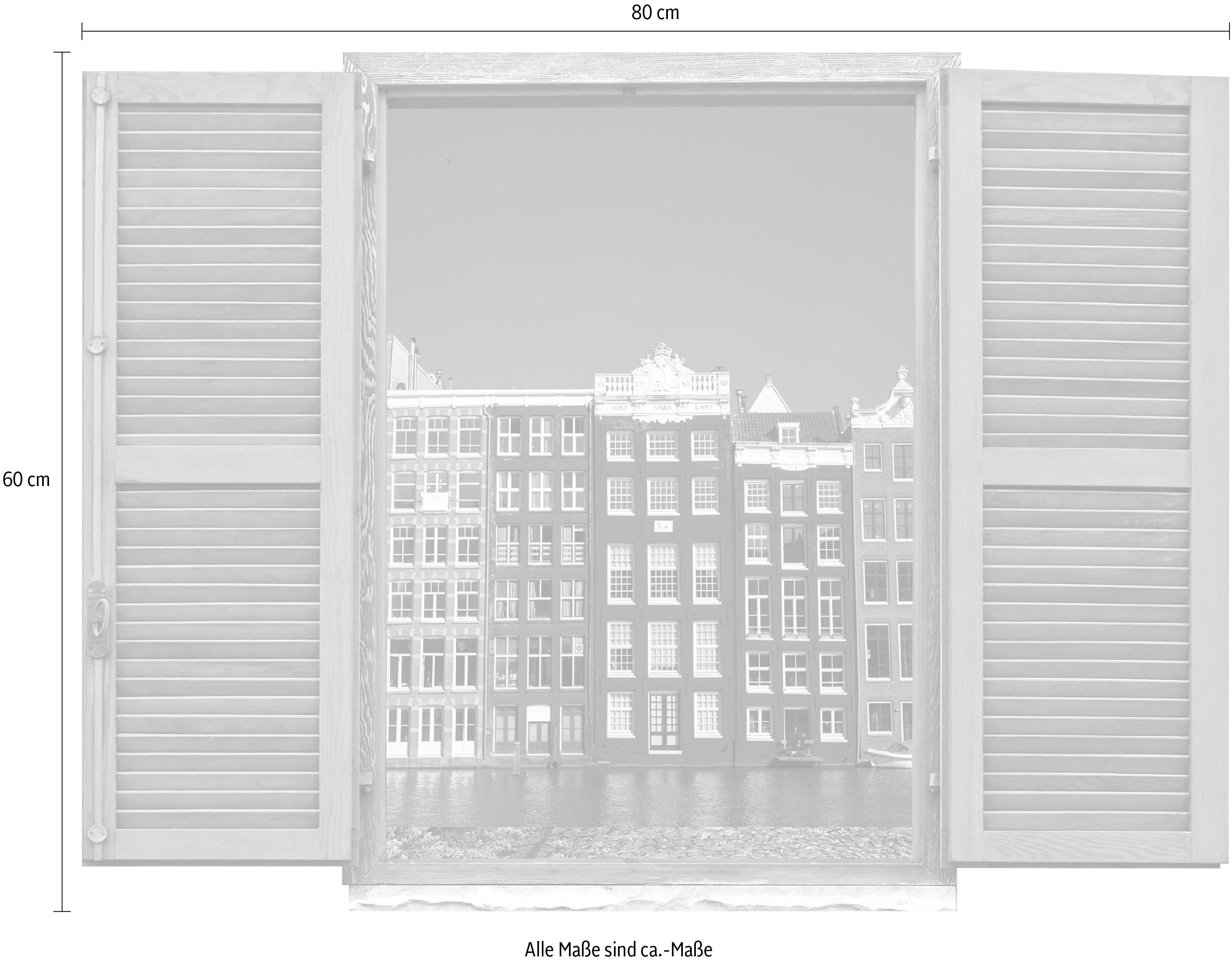 queence Wandfolie Huizen Muursticker, muurdecoratie, zelfklevend, 3D, raam (1 stuk)