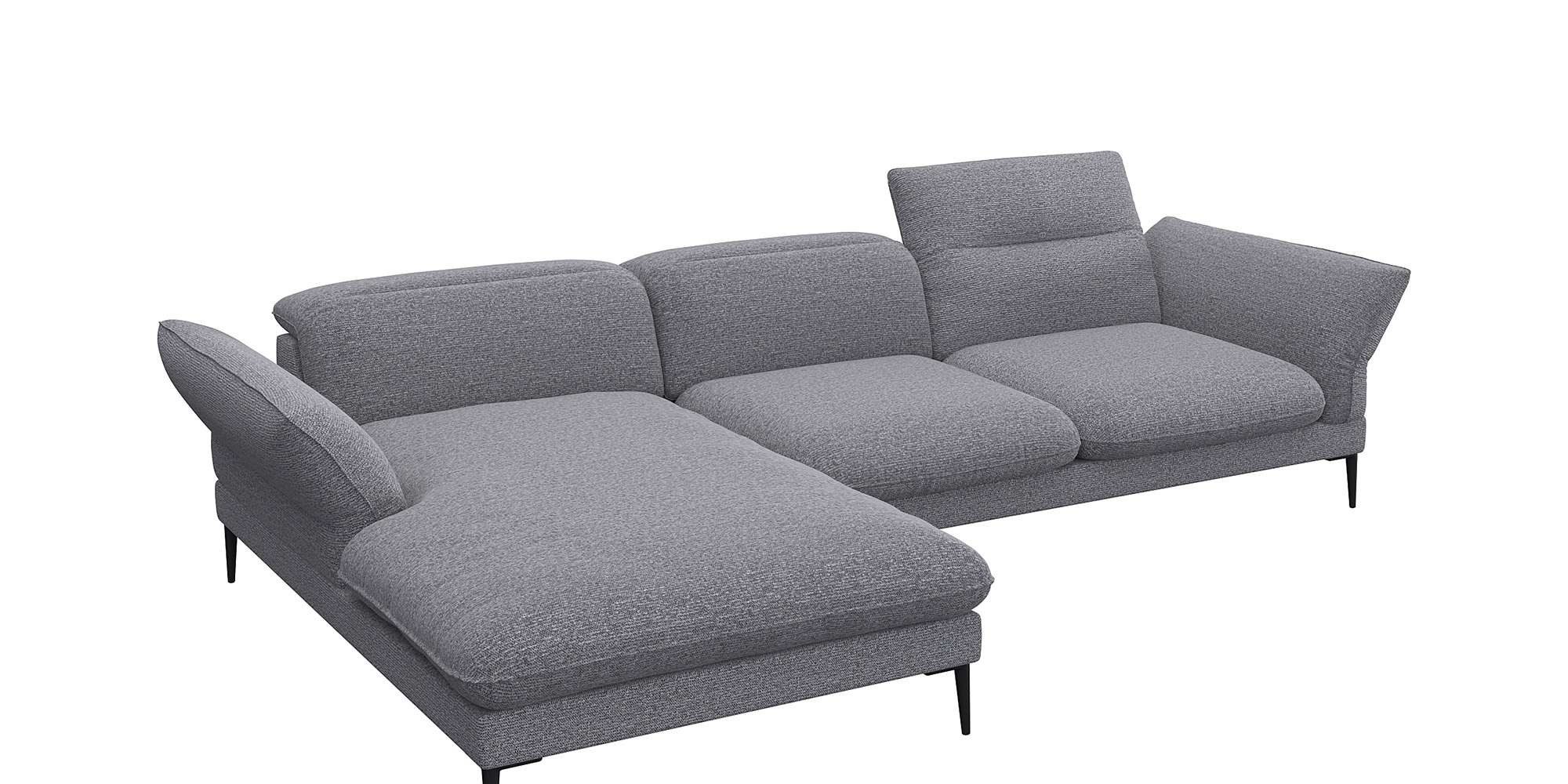 FLEXLUX Hoekbank Salino, functionele bank met recamiere, relaxbank, hoekbank Bank met arm- en hoofdeinde verstellingen, koudschuim & staalgolven
