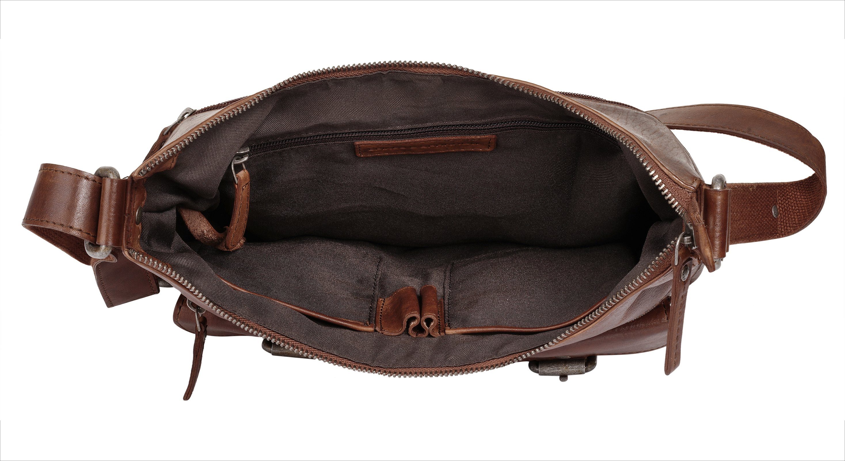 Spikes & Sparrow Schoudertas echt leder