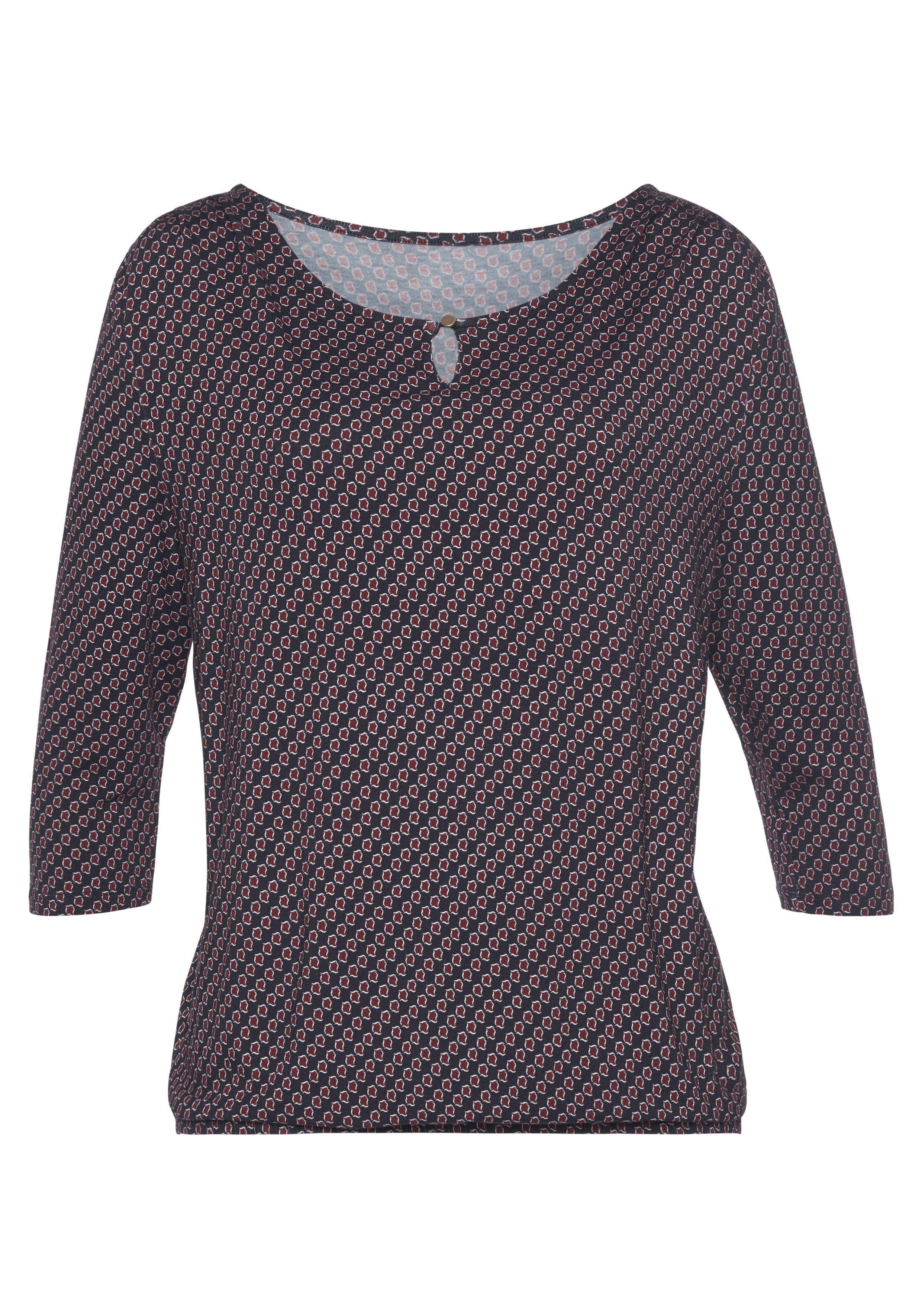Vivance Shirt met ronde hals Met goudkleurige sierknop bij de hals (Set van 2)