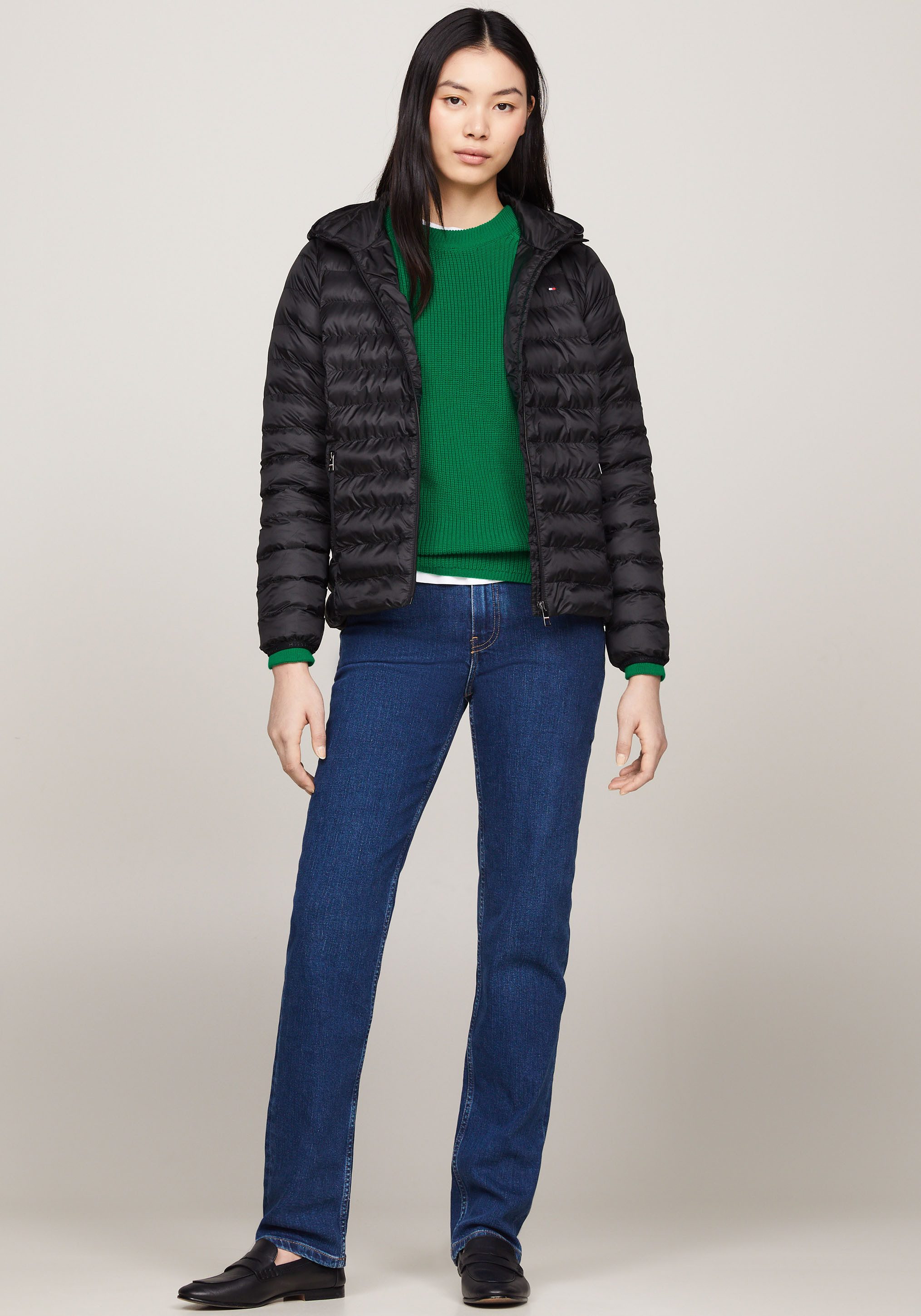 Tommy Hilfiger Gewatteerde jas LW PADDED GLOBAL STRIPE JACKET met global stripe op de capuchon (Global Serie TH VROUWEN)