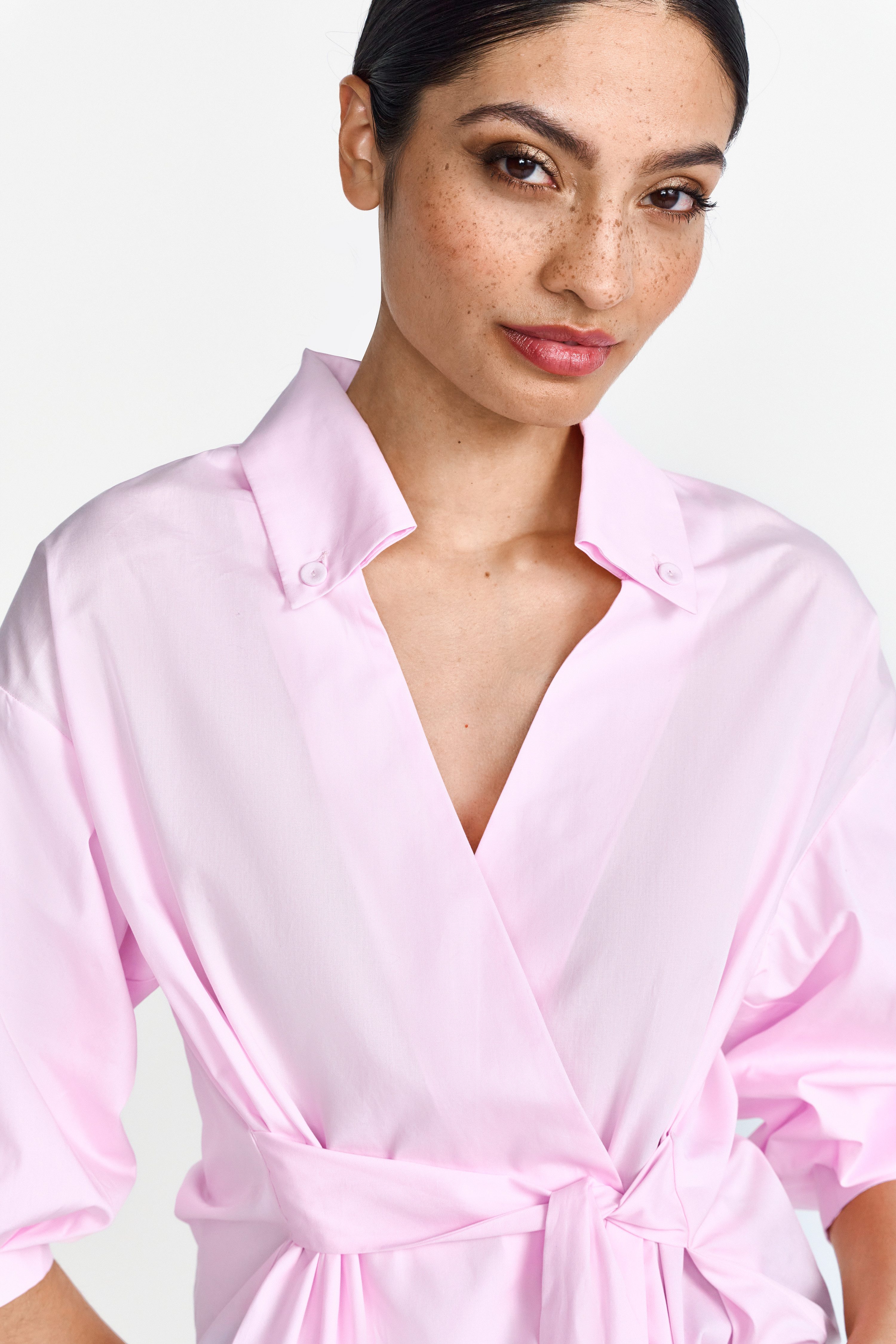 Rich & Royal Klassieke blouse Met overlappende schouder en button-down kraag