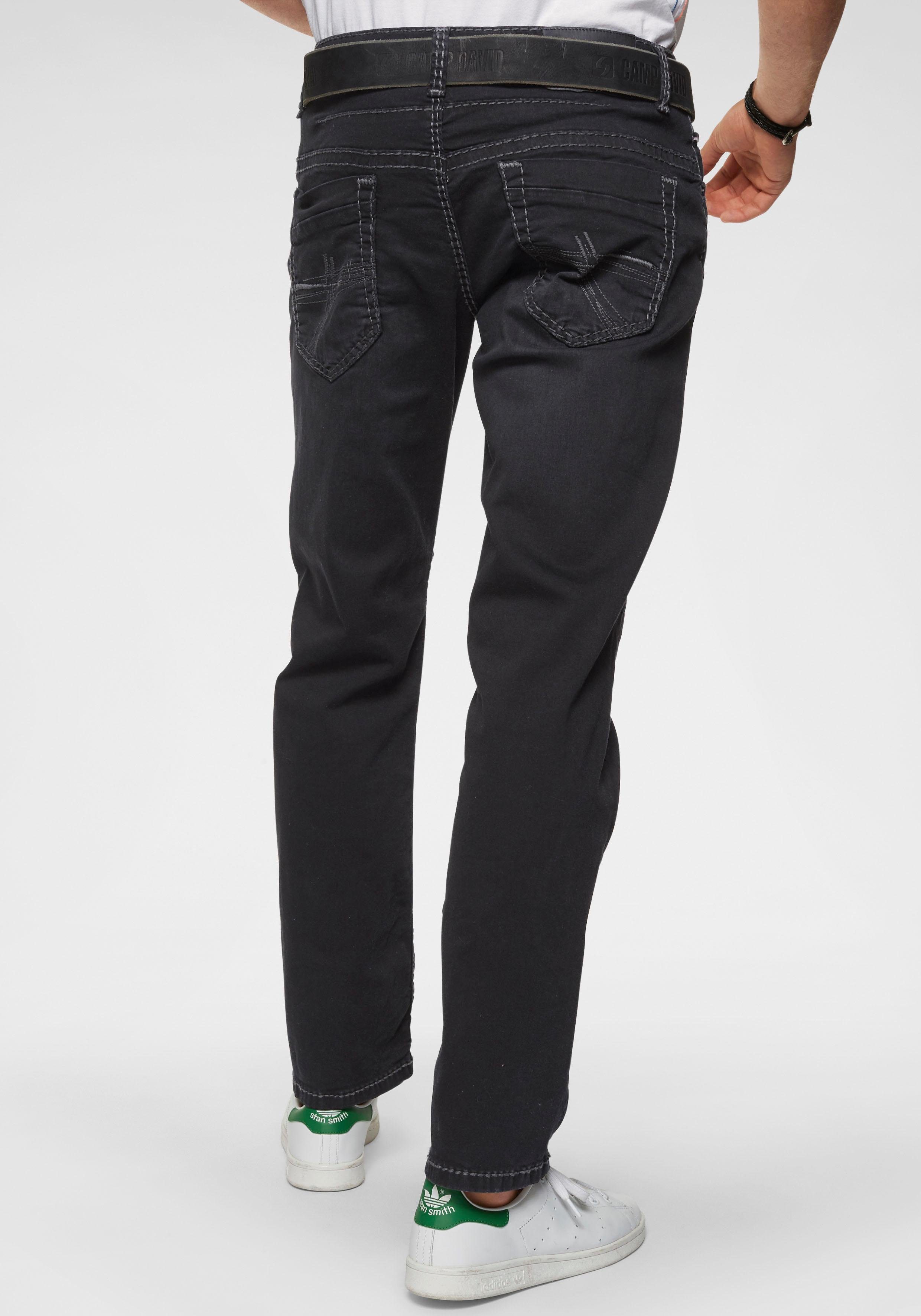 CAMP DAVID Loose fit jeans CO:NO met opvallende naden en stretch