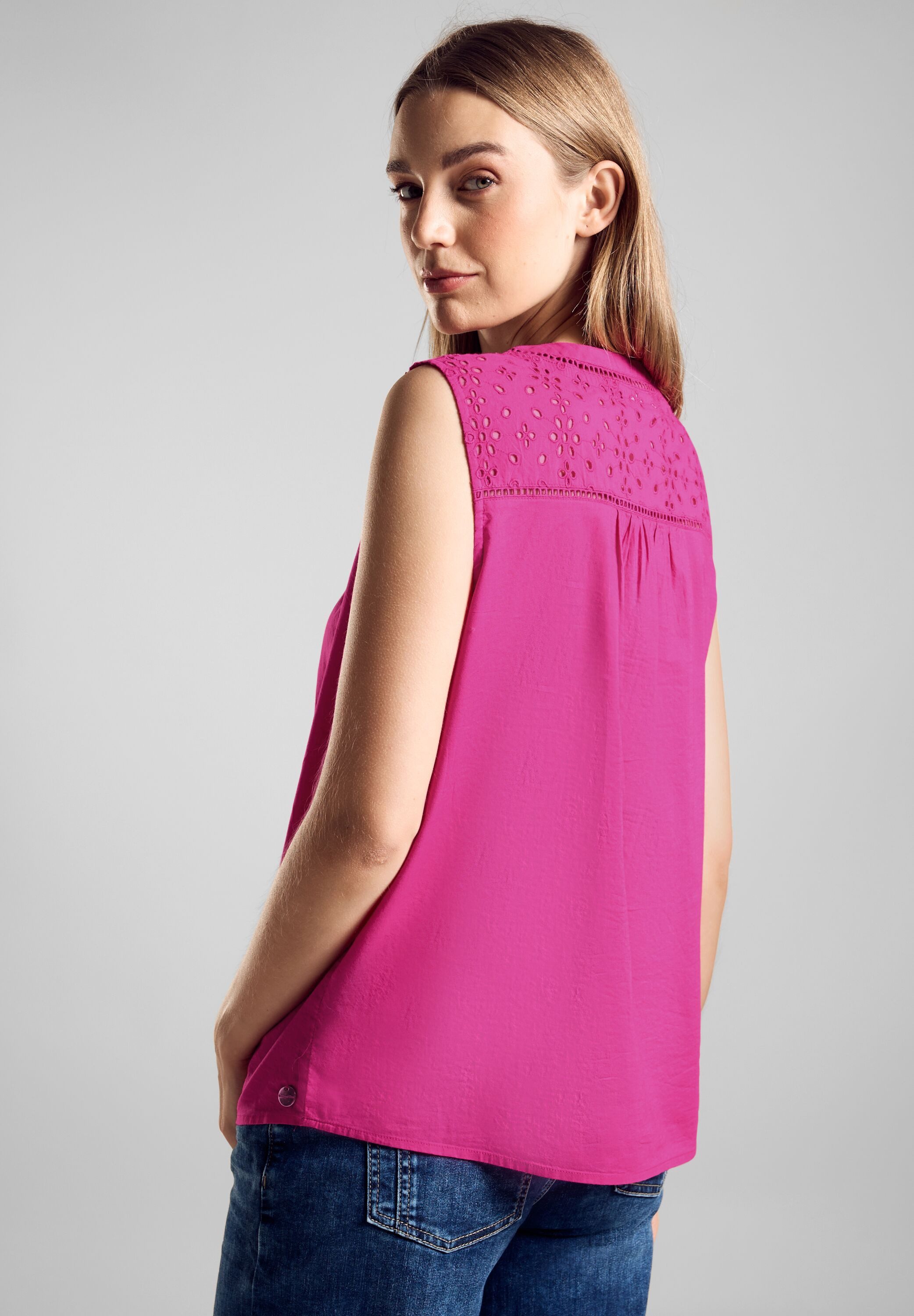 STREET ONE Top met broderie anglaise