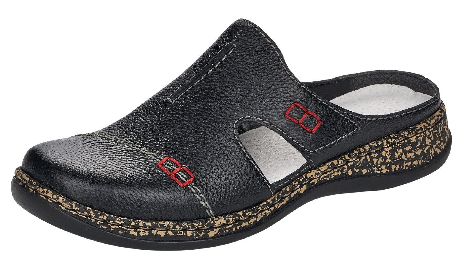Rieker Clogs , pantoffel, zomerschoen, instapschoen met praktische klittenbandsluiting dames clogs maat 41 zwart
