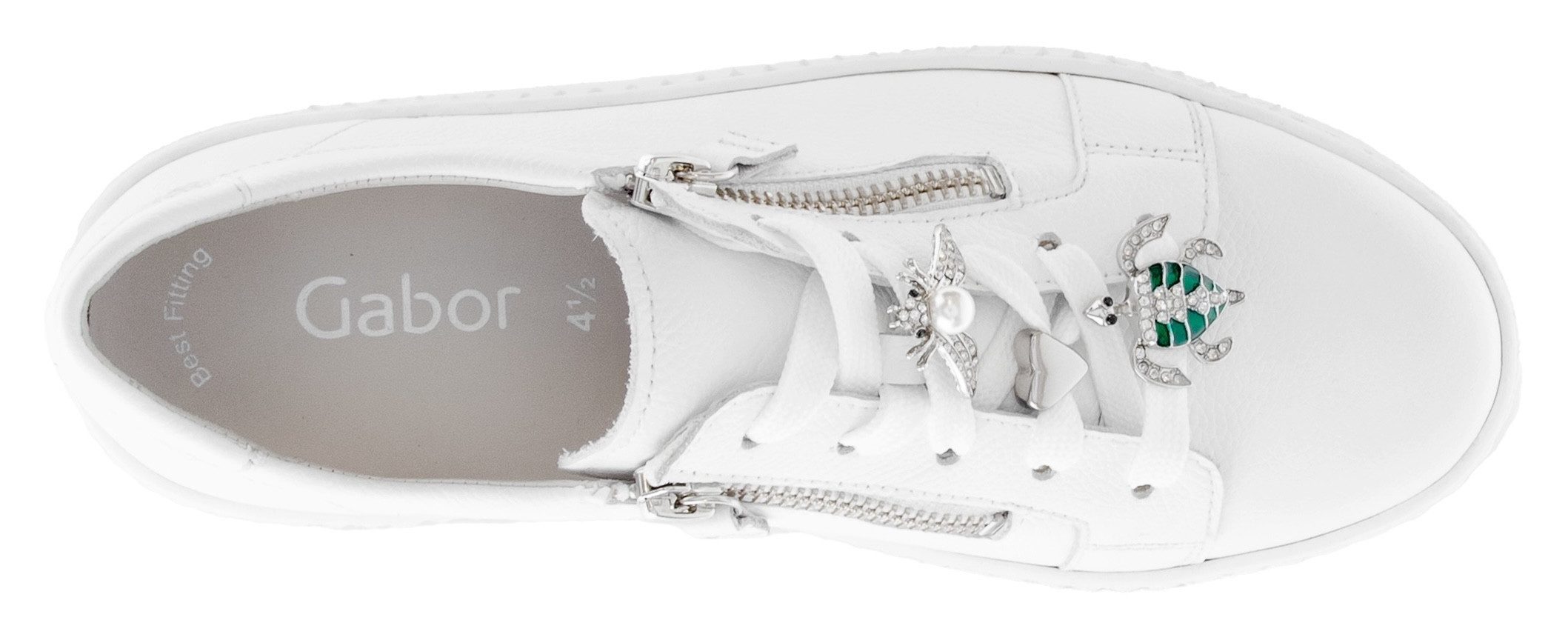 Gabor Plateausneakers , vrijetijdsschoen, lage schoen, veterschoenen met edele sier-diermotieven