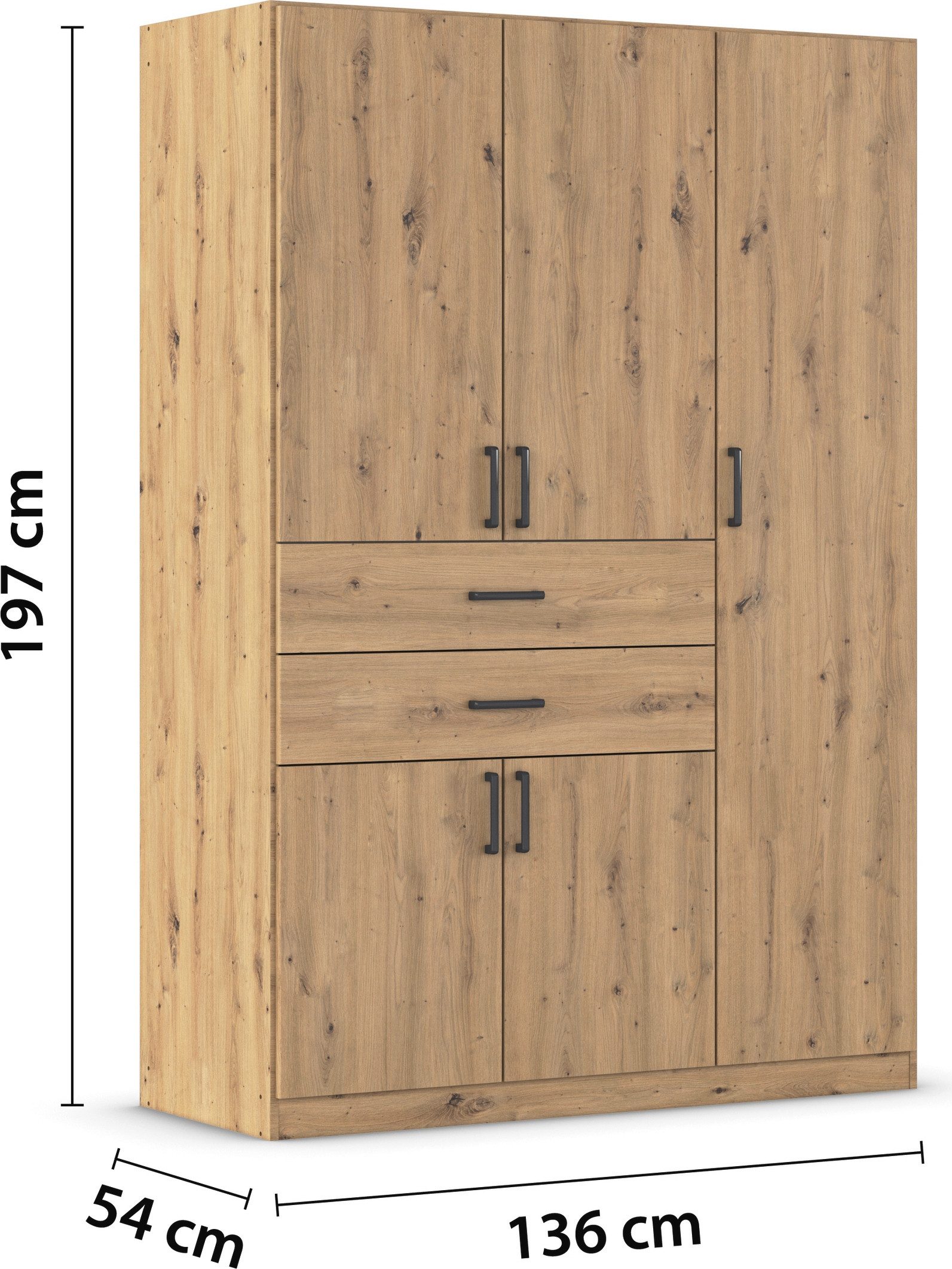 rauch Draaideurkast Kledingkast kast garderobe MAIKA met decor-front 2 lades, in verschillende breedtes, hoogtes, kleuren, made in germany