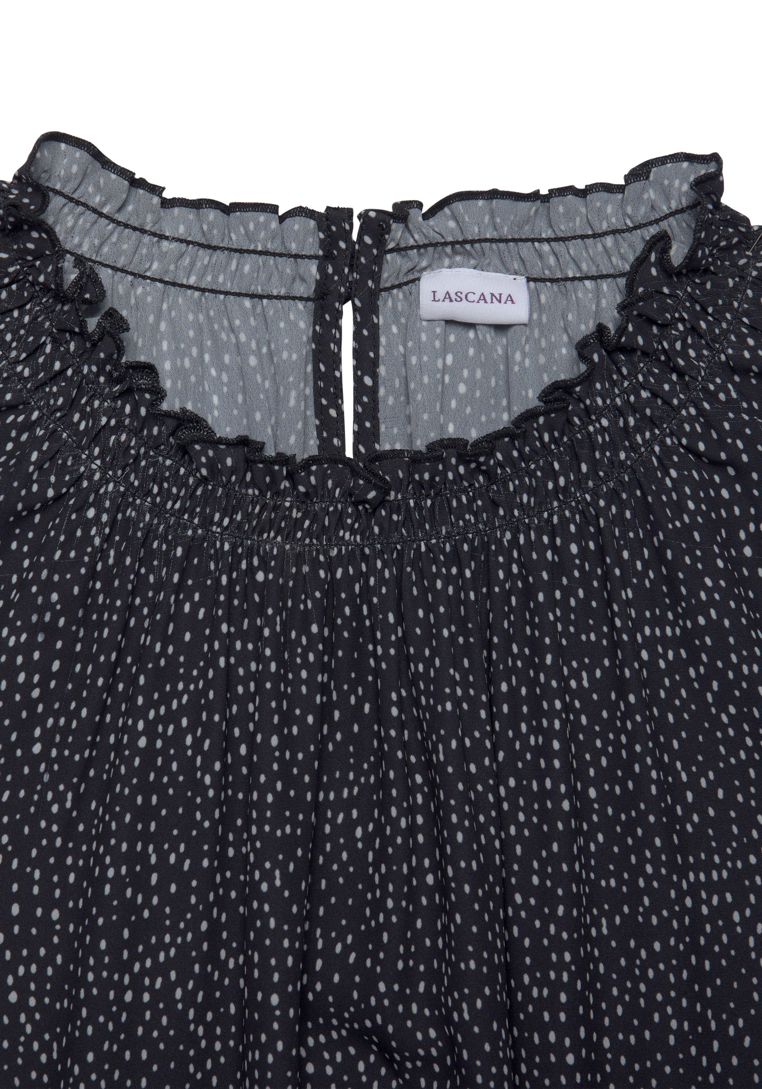 Lascana Blouse met korte mouwen met stippenprint, damesblouse, elegant