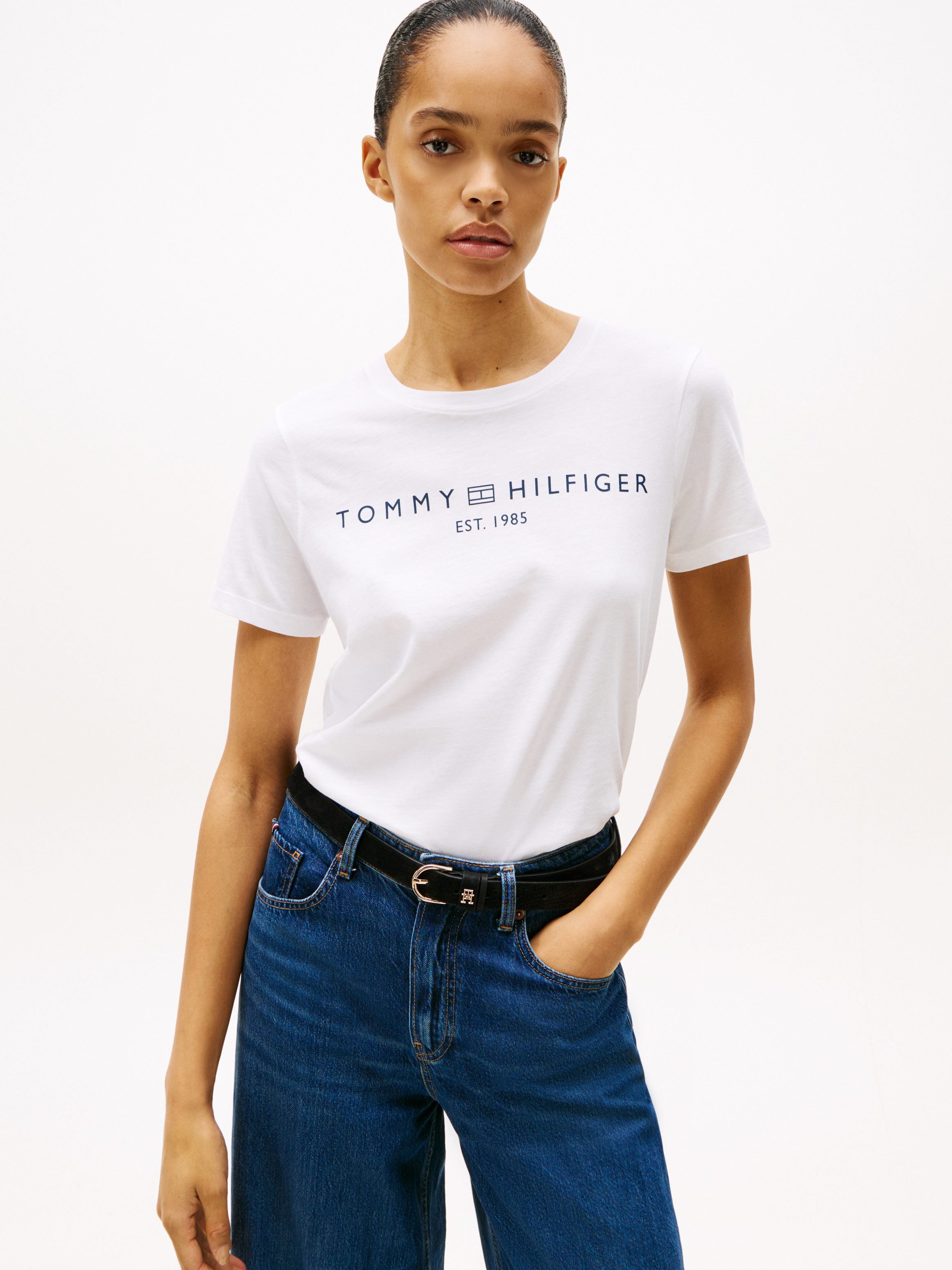 Tommy Hilfiger T-shirt REG CORP LOGO C-NK SS met een logo-opschrift