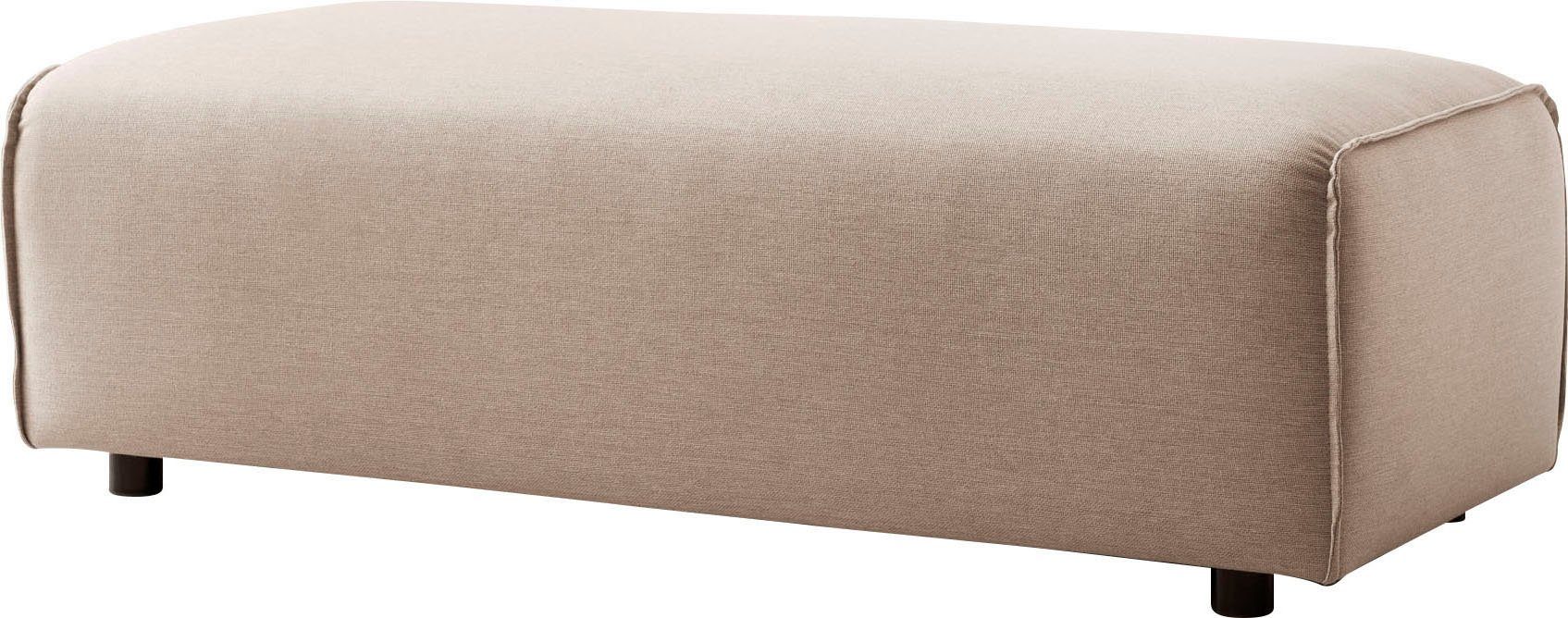 LeGer Home by Lena Gercke Hocker PIARA, poef met biesnaad in cord of linnenlook bij de serie piara, rechthoekig, zwarte voeten, comfortabel zitcomfort