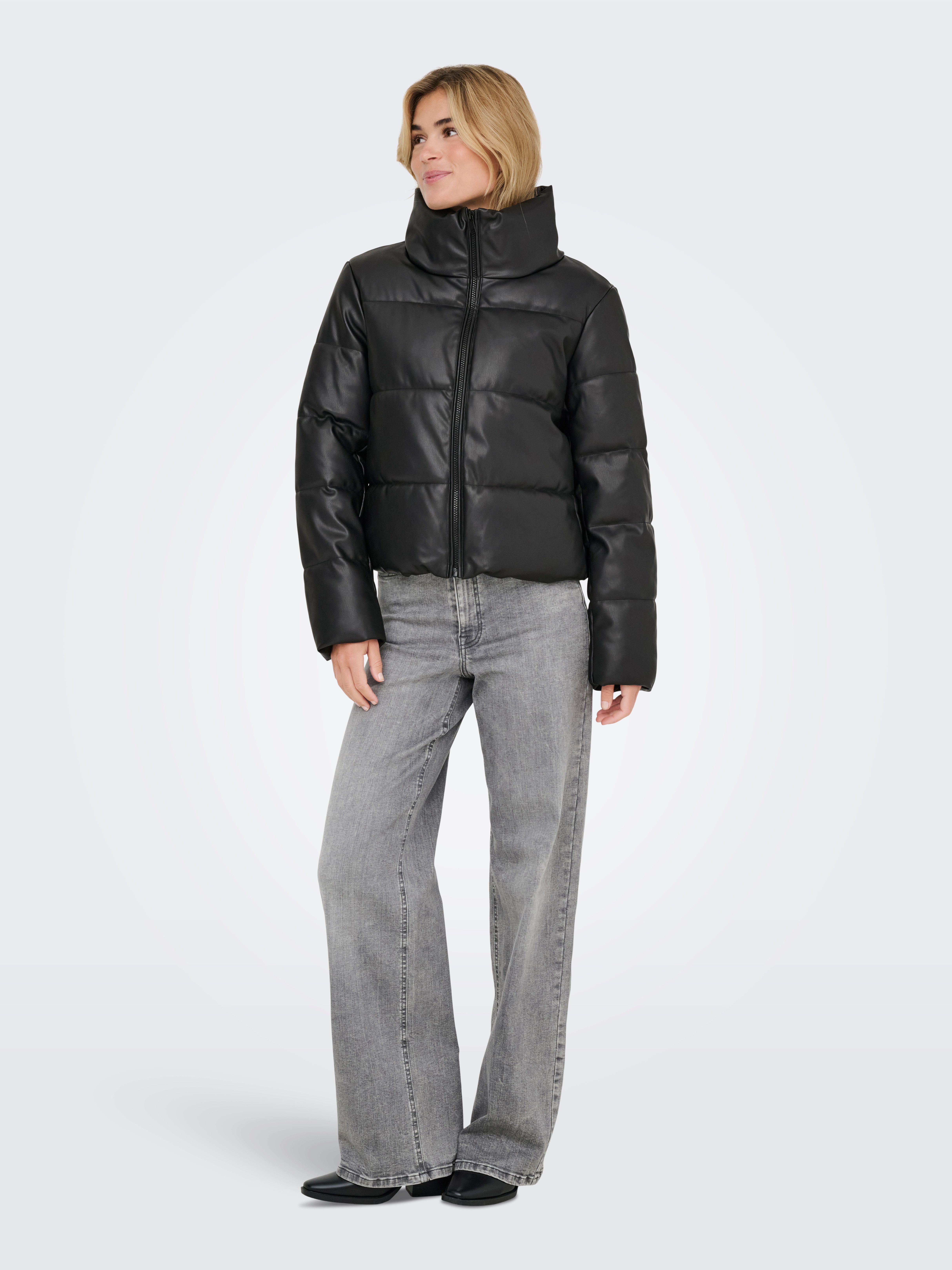 Only Gewatteerde jas ONLELSIE FAUX LEATHER PUFFER JKT CC OTW