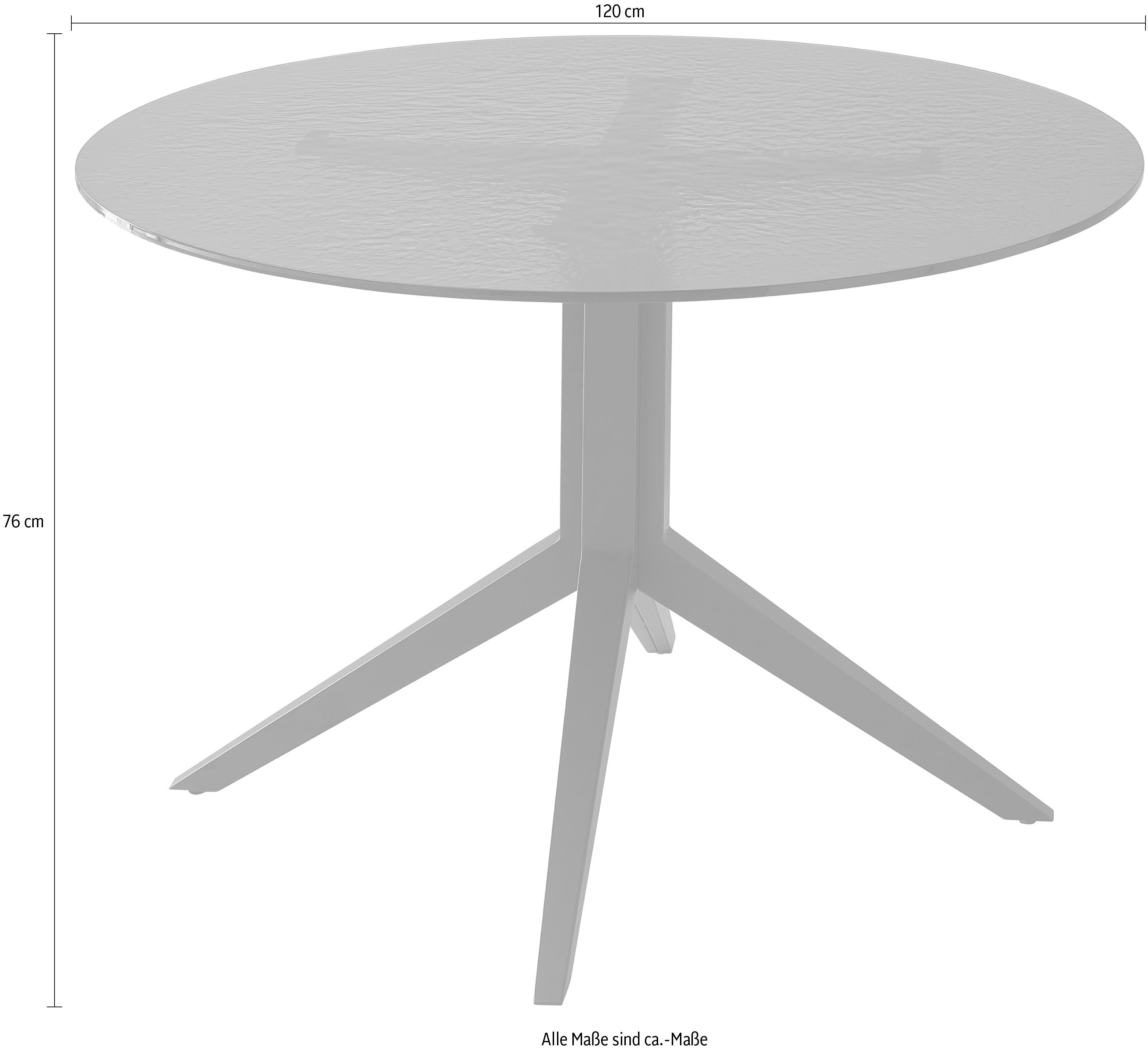 Stolkom Eettafel Leano ronde glazen tafel zwart, eettafel BxH 110x76 cm Veiligheidsglas breukveilig, water ripple effect zwart getint