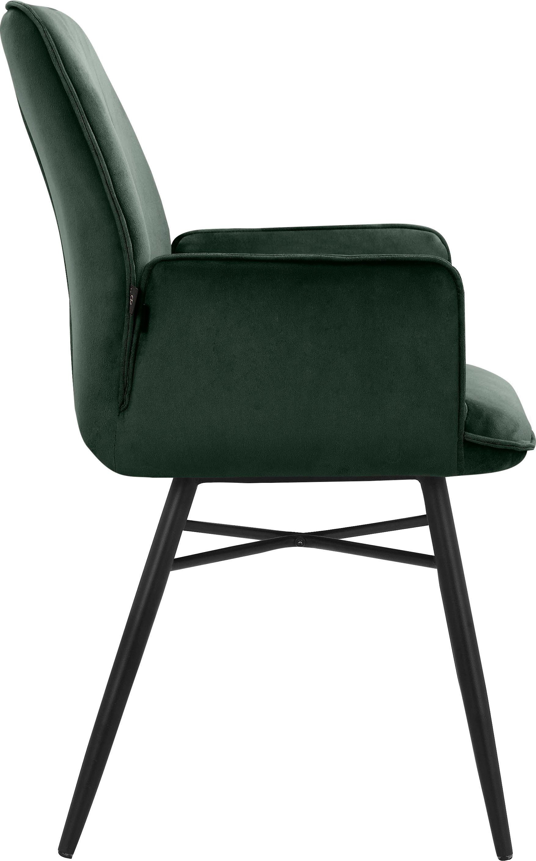 Leonique Eetkamerstoel Hrodwyn Zacht beklede zitting, met horizontale naden op de achterkant, zithoogte 52 cm (2 stuks)