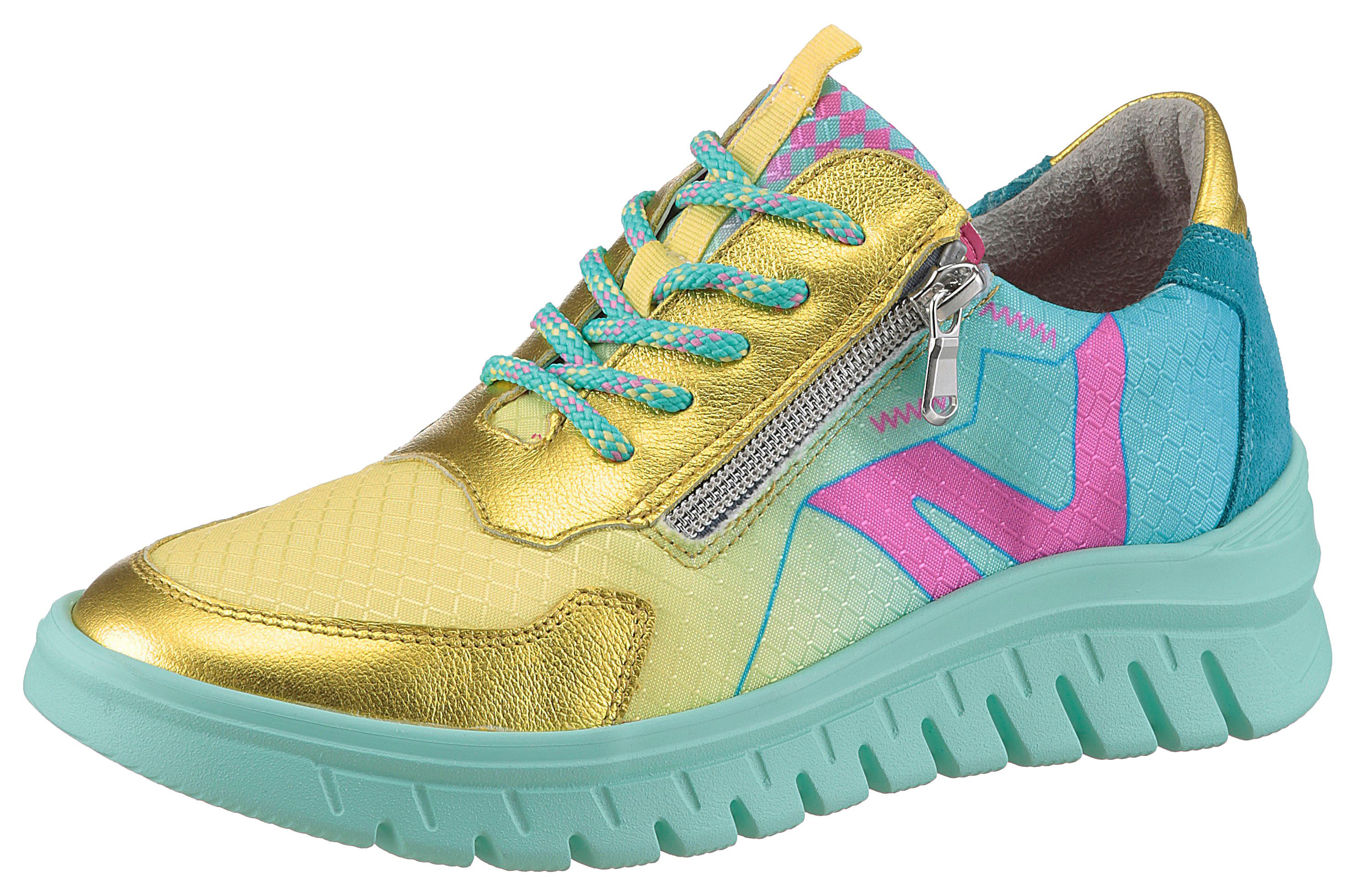 Waldläufer Sneakers met sleehak H-BIGGI , veterschoenen, lage schoen, vrijetijdsschoen met contrastnaad, breedte h
