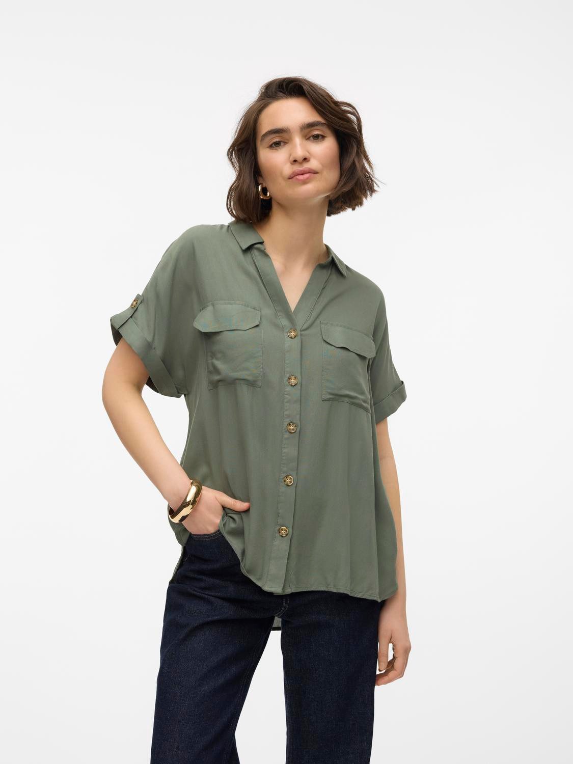 Vero Moda Overhemdblouse VMBUMPY S/S SHIRT WVN GA NOOS