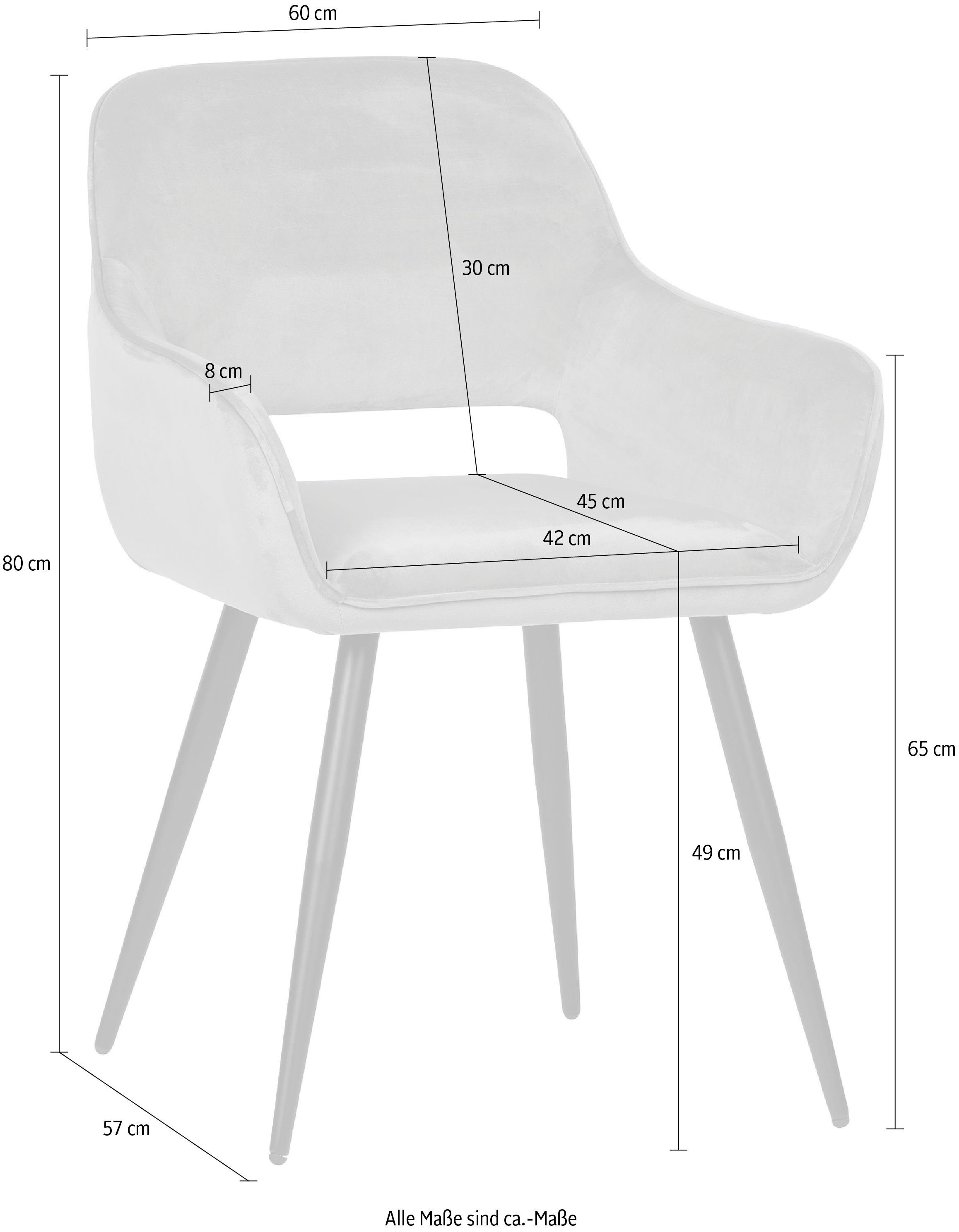 WOOOD Eetkamerstoel Jel gevoerd, 4-poots onderstel, h 80 cm x b 60 cm (2 stuks)