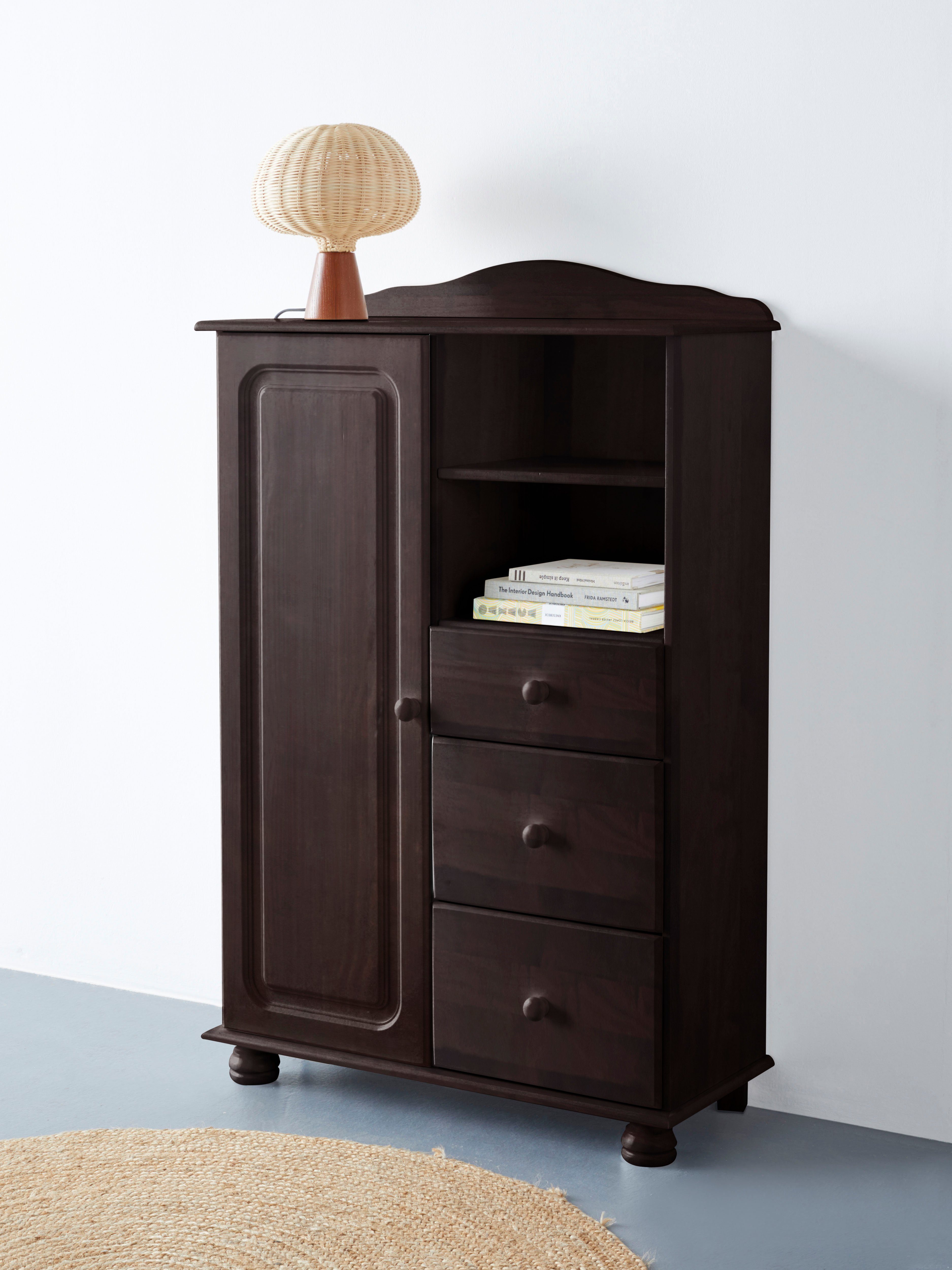 Home affaire Highboard Mette Opbergkast met 3 lades en verstelbare planken highboards bruin
