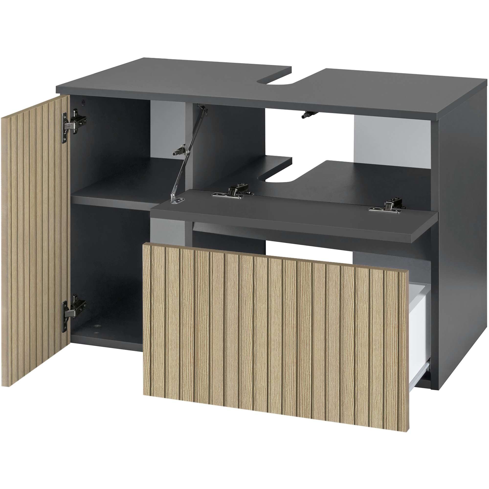 Home affaire Wastafelonderkast Wisla voor wandmontage, sifonaansluiting, push-to-open functie, breedte 80 cm