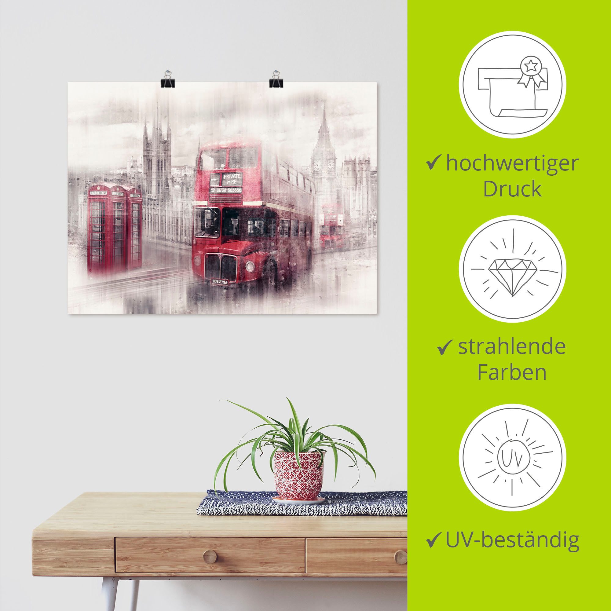 Artland Artprint Londen Westminster collage als artprint op linnen, poster in verschillende formaten maten