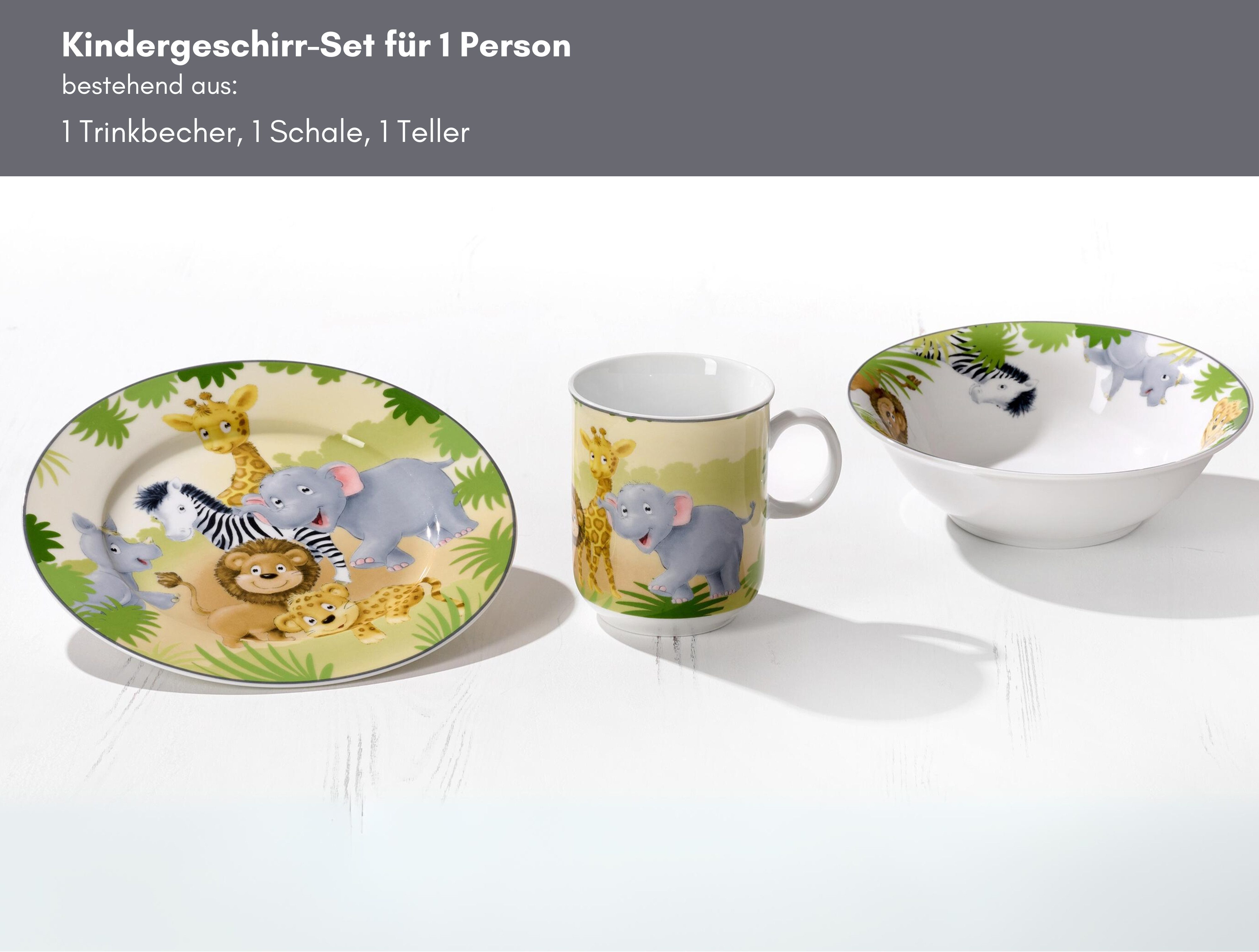 Ritzenhoff & Breker Kinderservies-set Afrikaanse dieren in cadeauverpakking (set, 3-delig)