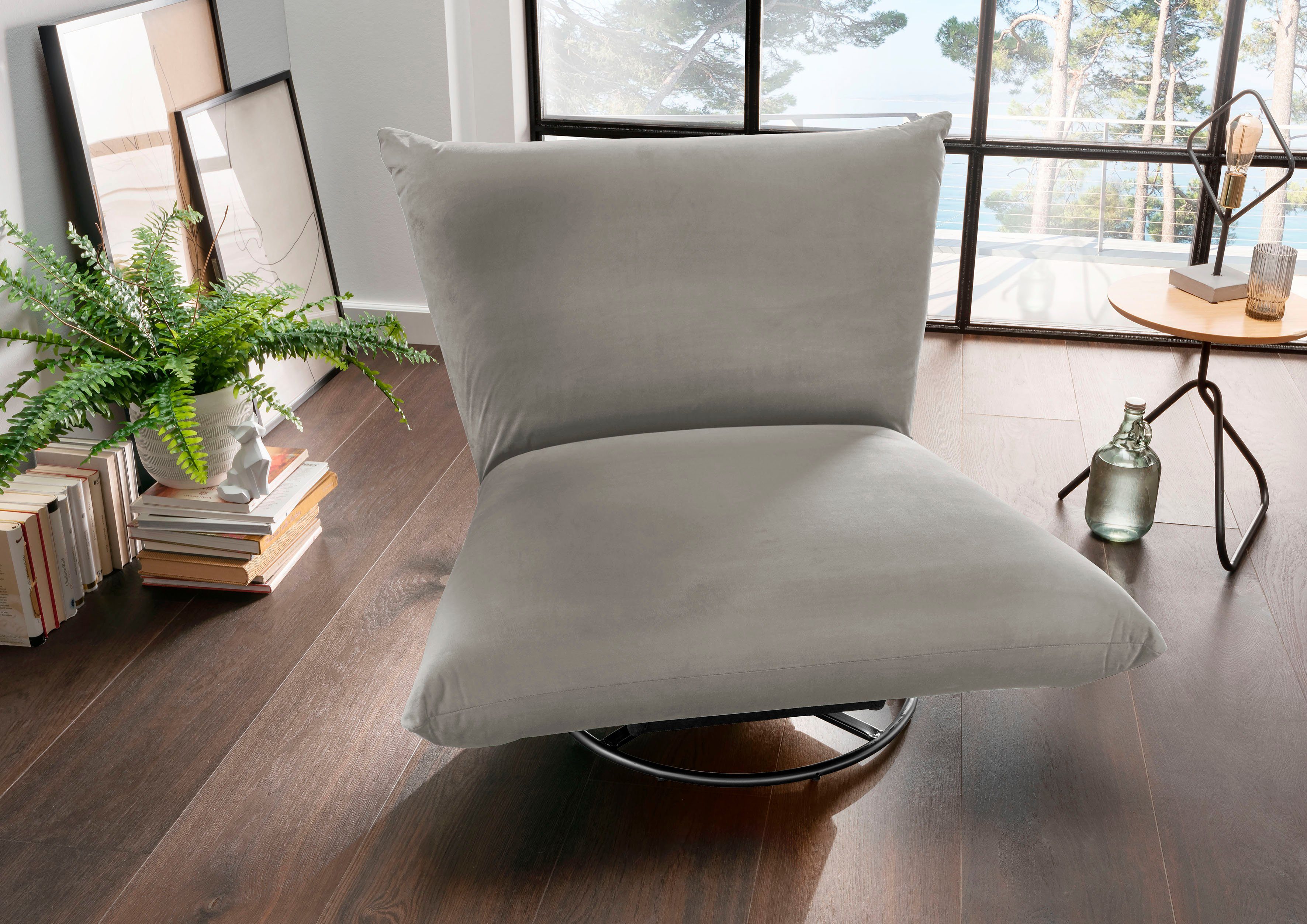 INOSIGN Draaibare fauteuil Cremona 360° draaibaar met metalen voet fauteuils grijs