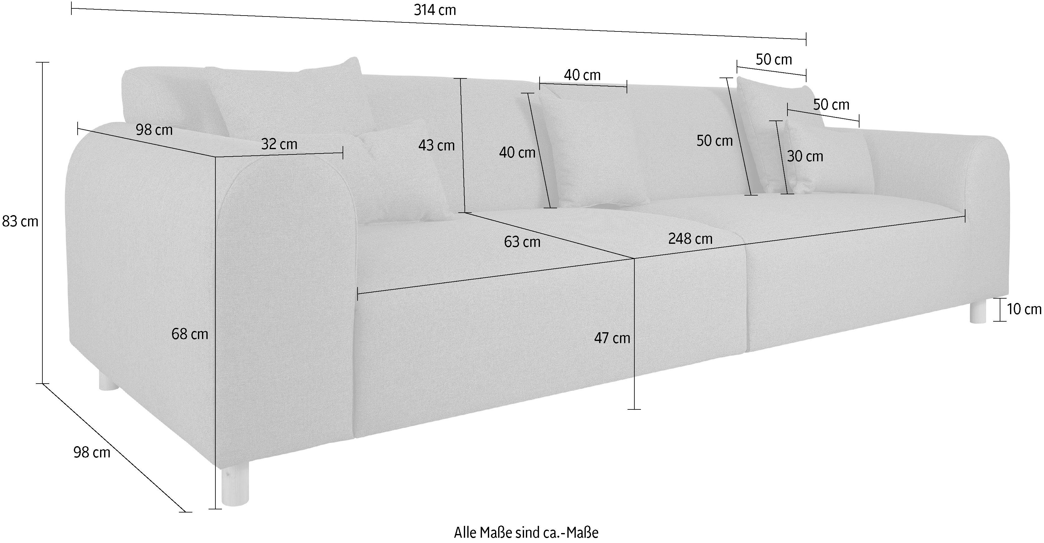 andas Megabank Svennis in 2 stofkwaliteiten, bxdxh: 314x98x83 cm