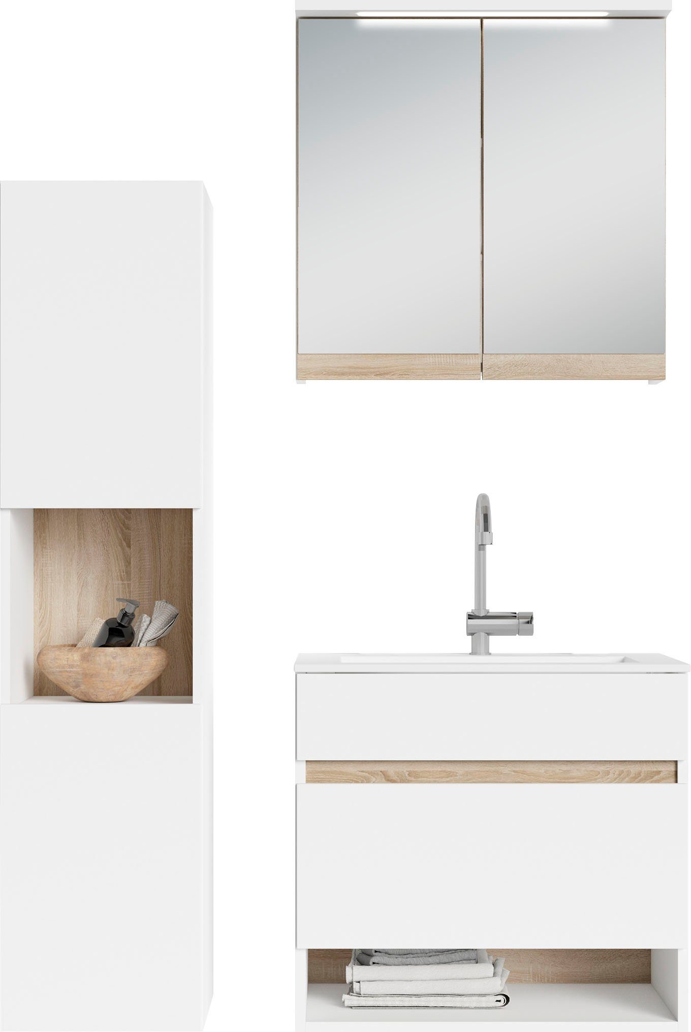 byLIVING Spiegelkast Marino Breedte 60 cm, met soft-closefunctie deuren, inclusief ledverlichting