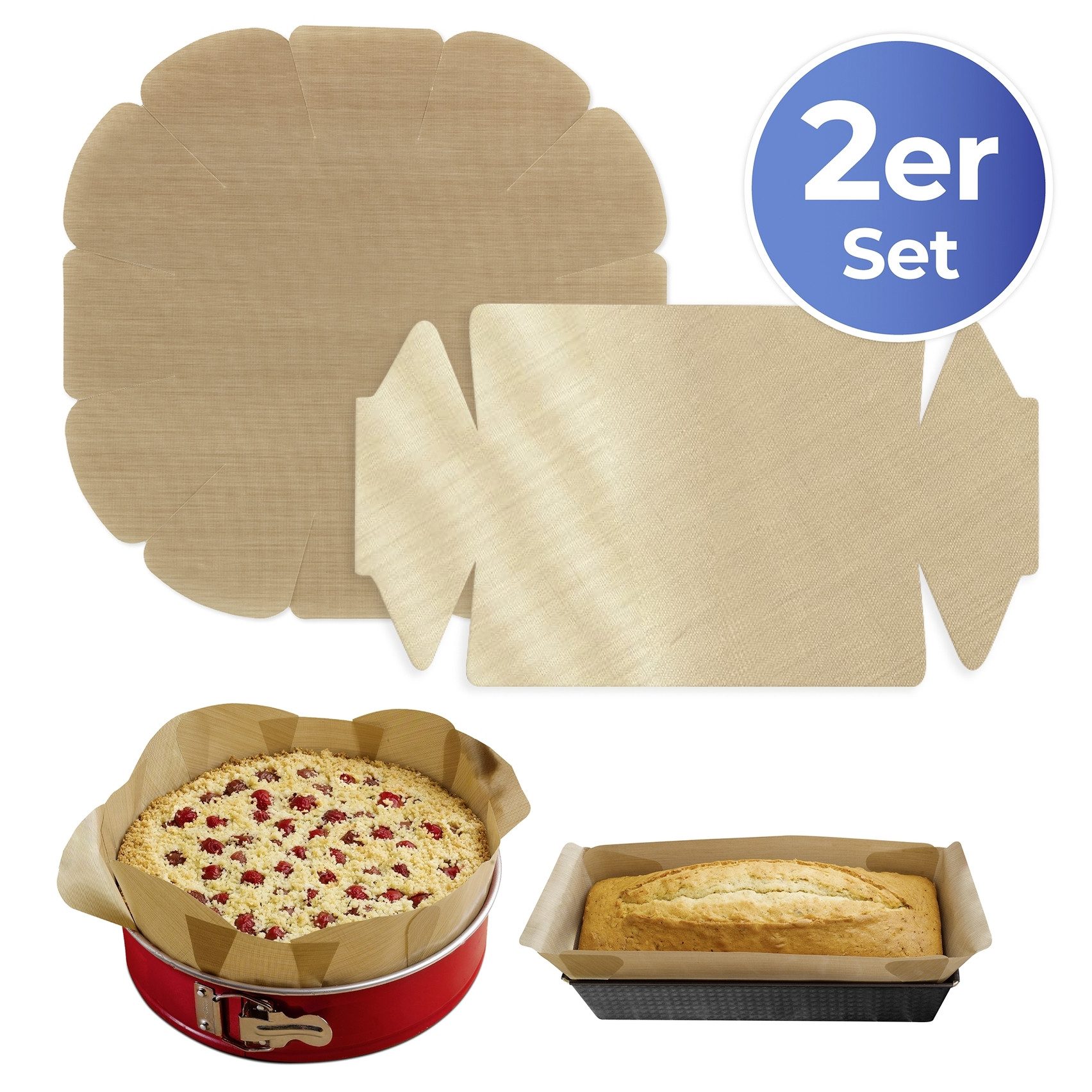 Maximex Bakpapier Non-stick bakvorm gesneden met antiaanbaklaag, set bestaand uit 1x rond, 1x hoekig (set, 2-delig)