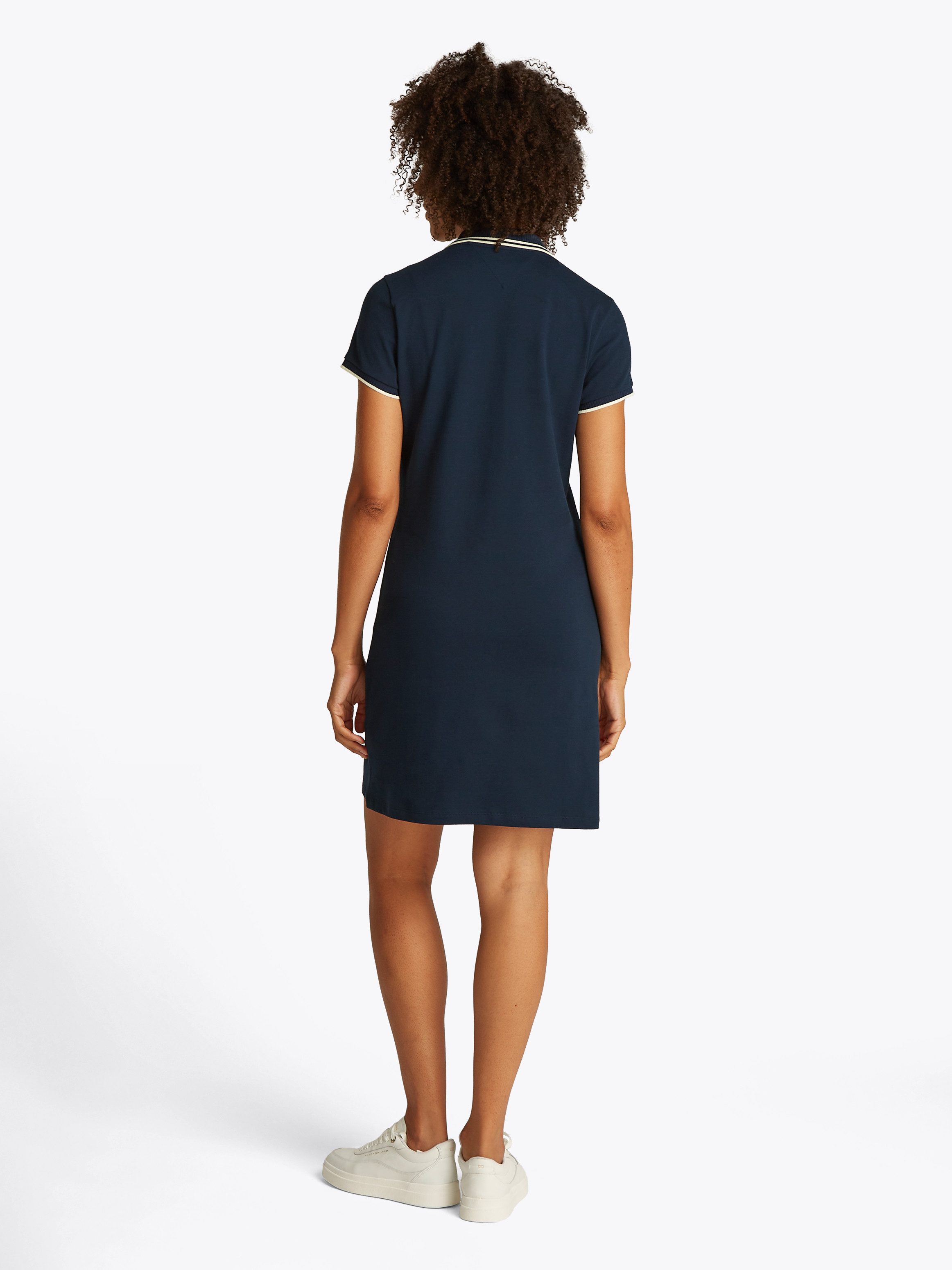 Tommy Hilfiger Polojurk SPORTY FEMININE REG POLO DRESS met contraststrepen, logo borduring