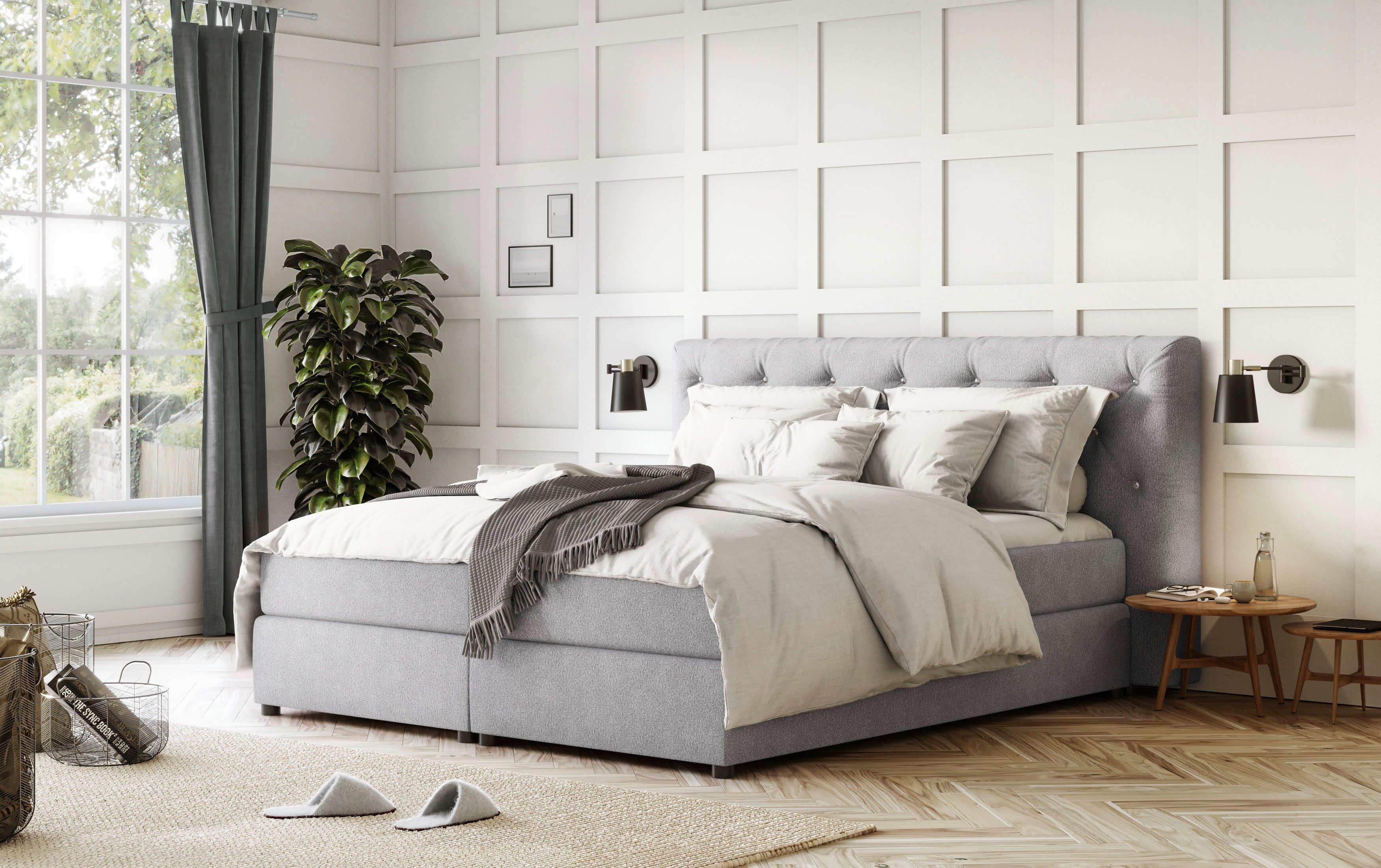 COTTA Boxspring Castlerock met strass-steentjes in het hoofdeinde, incl. topper